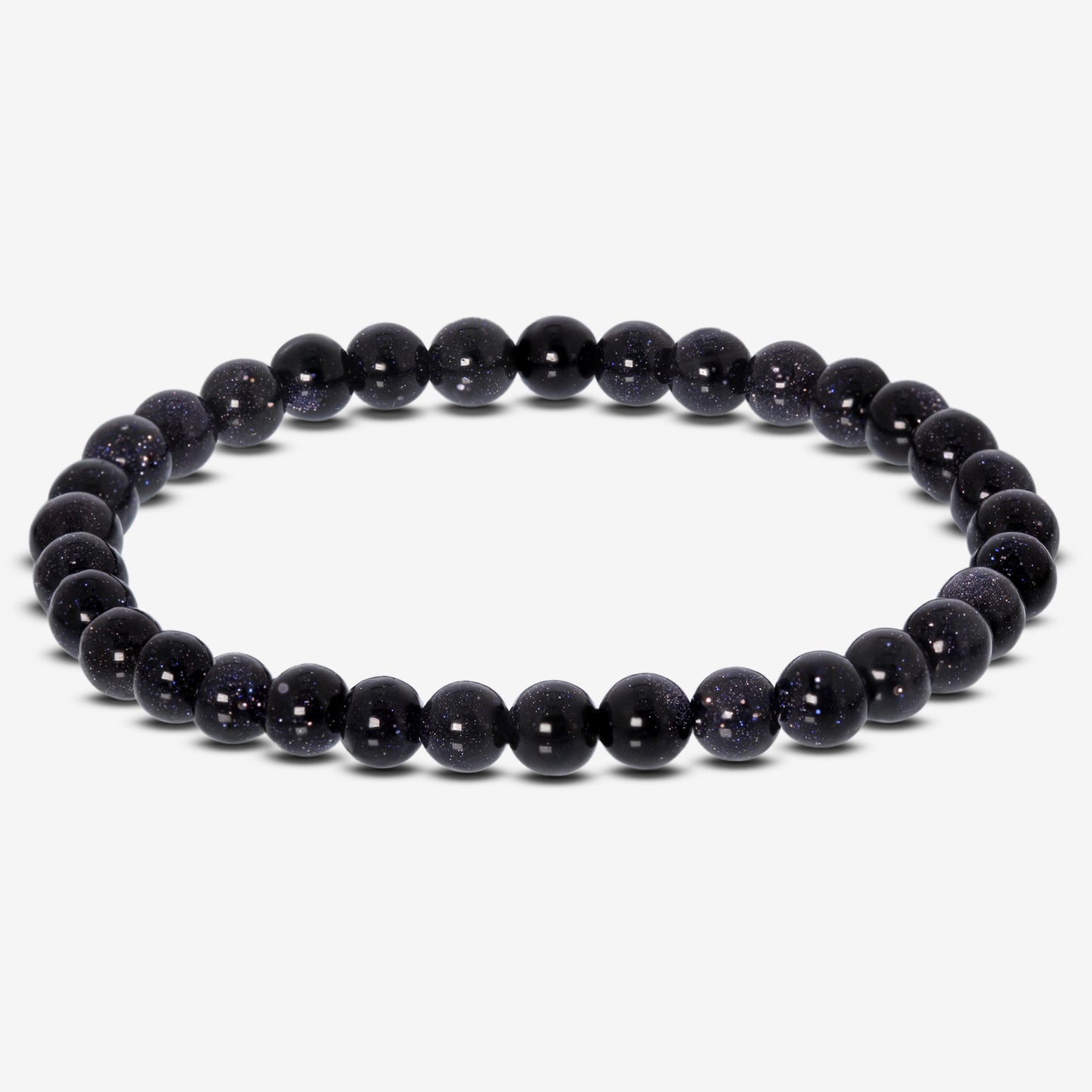 Blue Goldstone Bead Unisex Stretch Bracelet - Gem Avenue