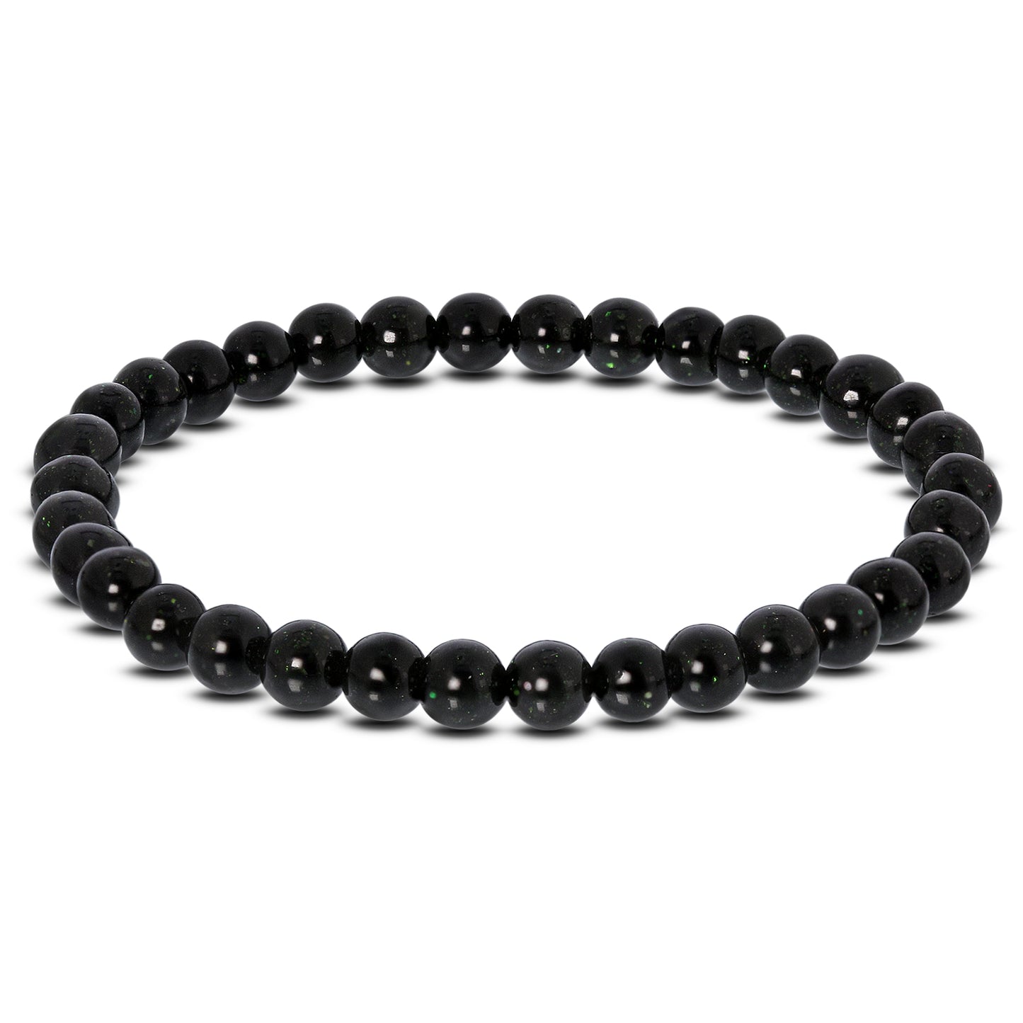 Green Goldstone Bead Unisex Stretch Bracelet - Gem Avenue