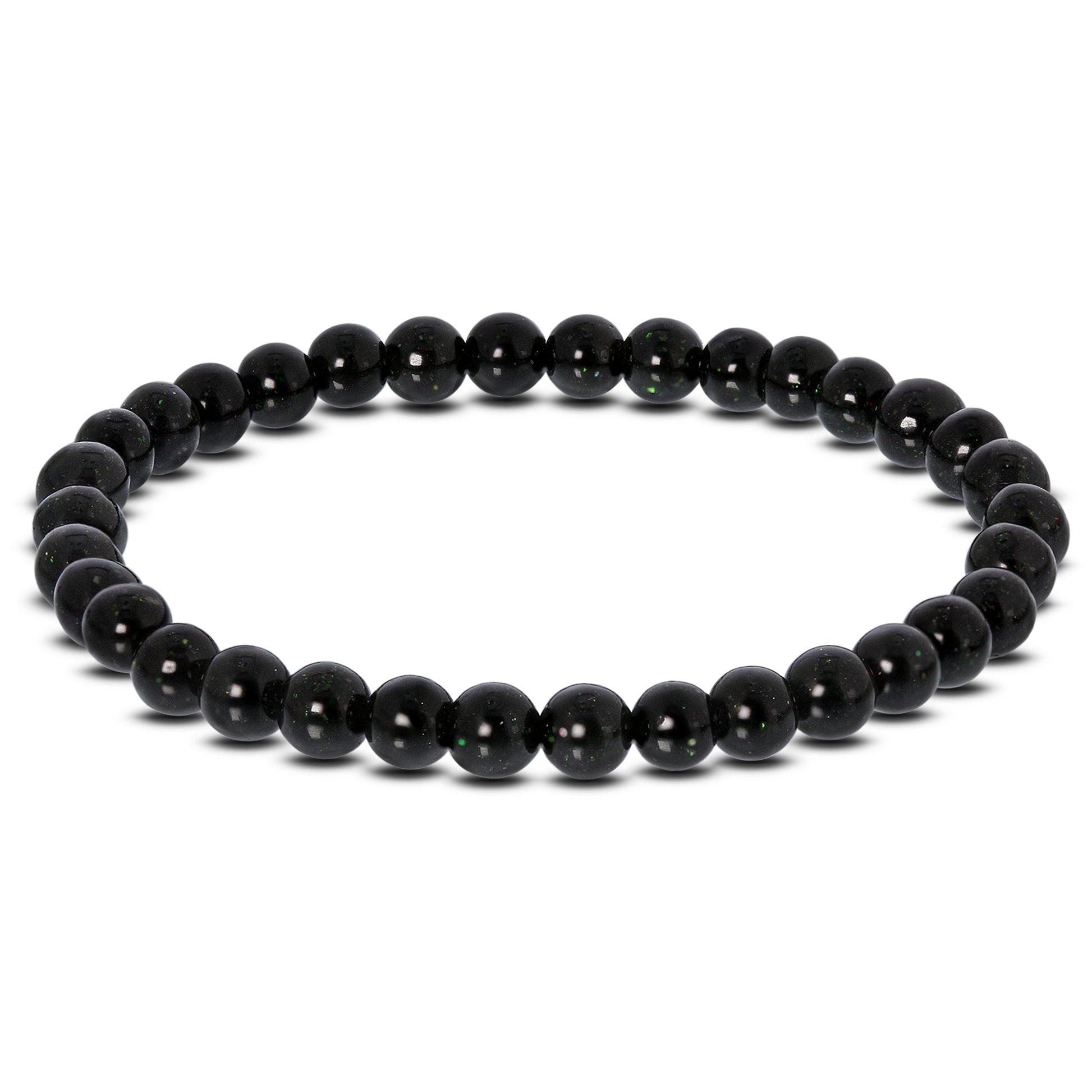 Green Goldstone Bead Unisex Stretch Bracelet - Gem Avenue