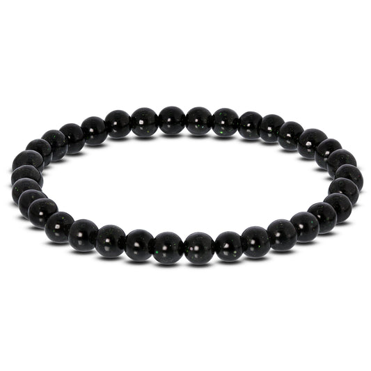 Green Goldstone Bead Unisex Stretch Bracelet - Gem Avenue