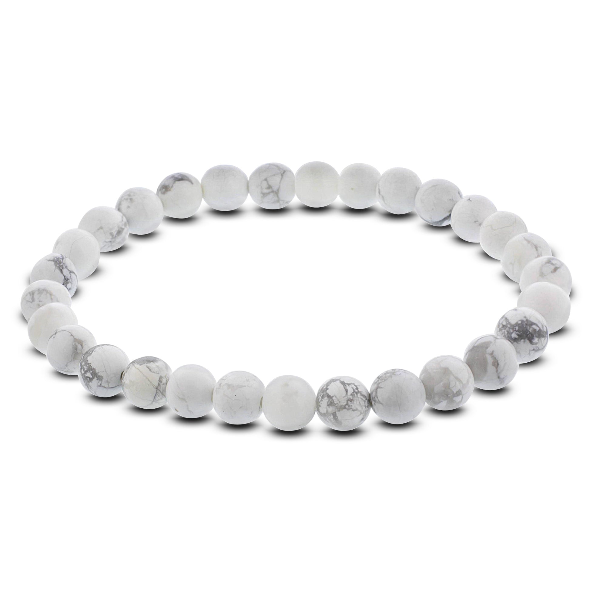 Howlite Gemstone Bead Unisex Stretch Bracelet - Gem Avenue
