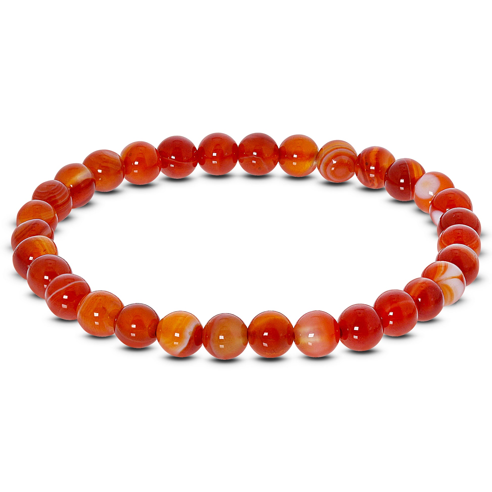 Natural Carnelian Gemstone Bead Handmade Stretch Unisex Bracelet - Gem Avenue