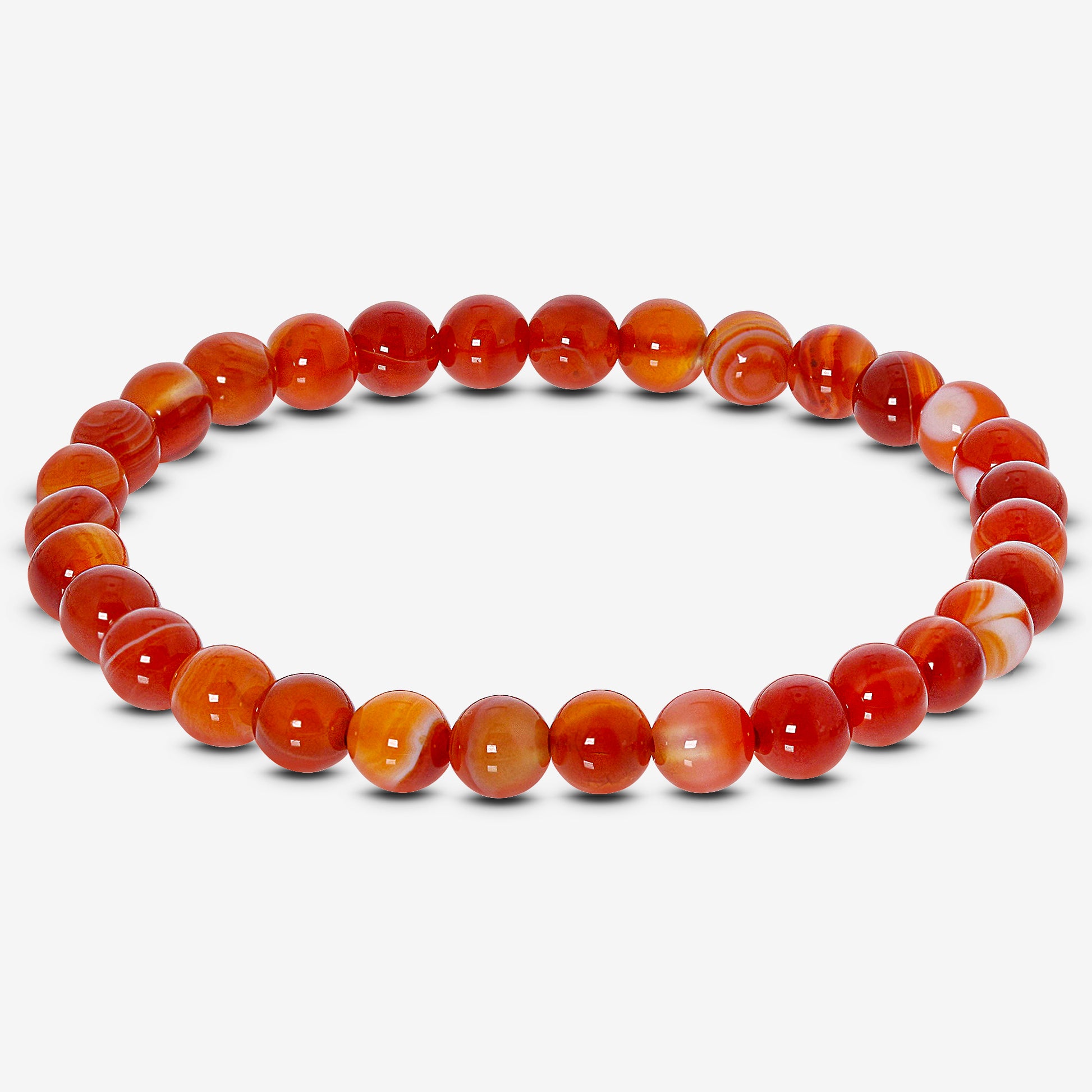 Natural Carnelian Gemstone Bead Handmade Stretch Unisex Bracelet - Gem Avenue