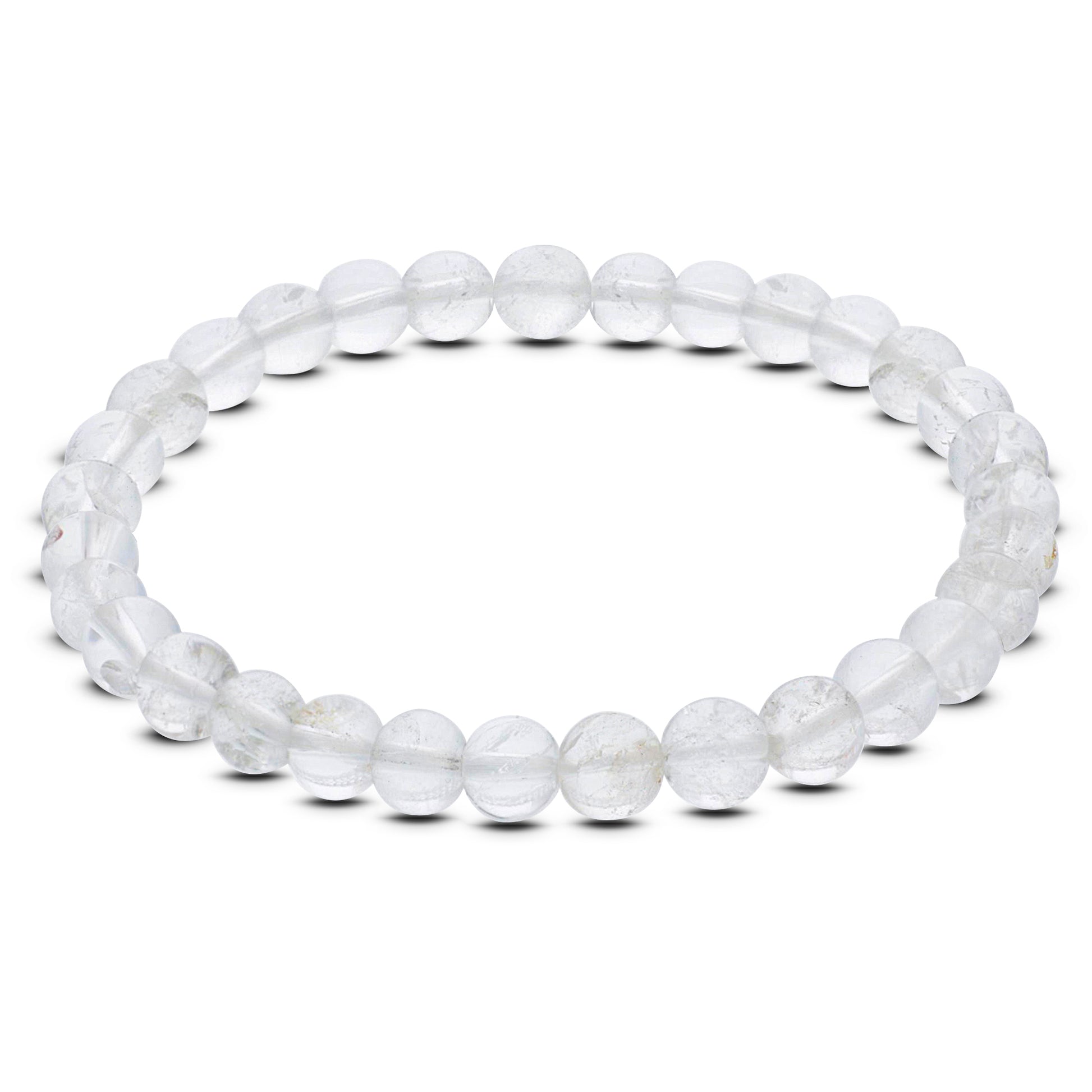 Natural Clear Quartz Gemstone Bead Handmade Stretch Unisex Bracelet - Gem Avenue