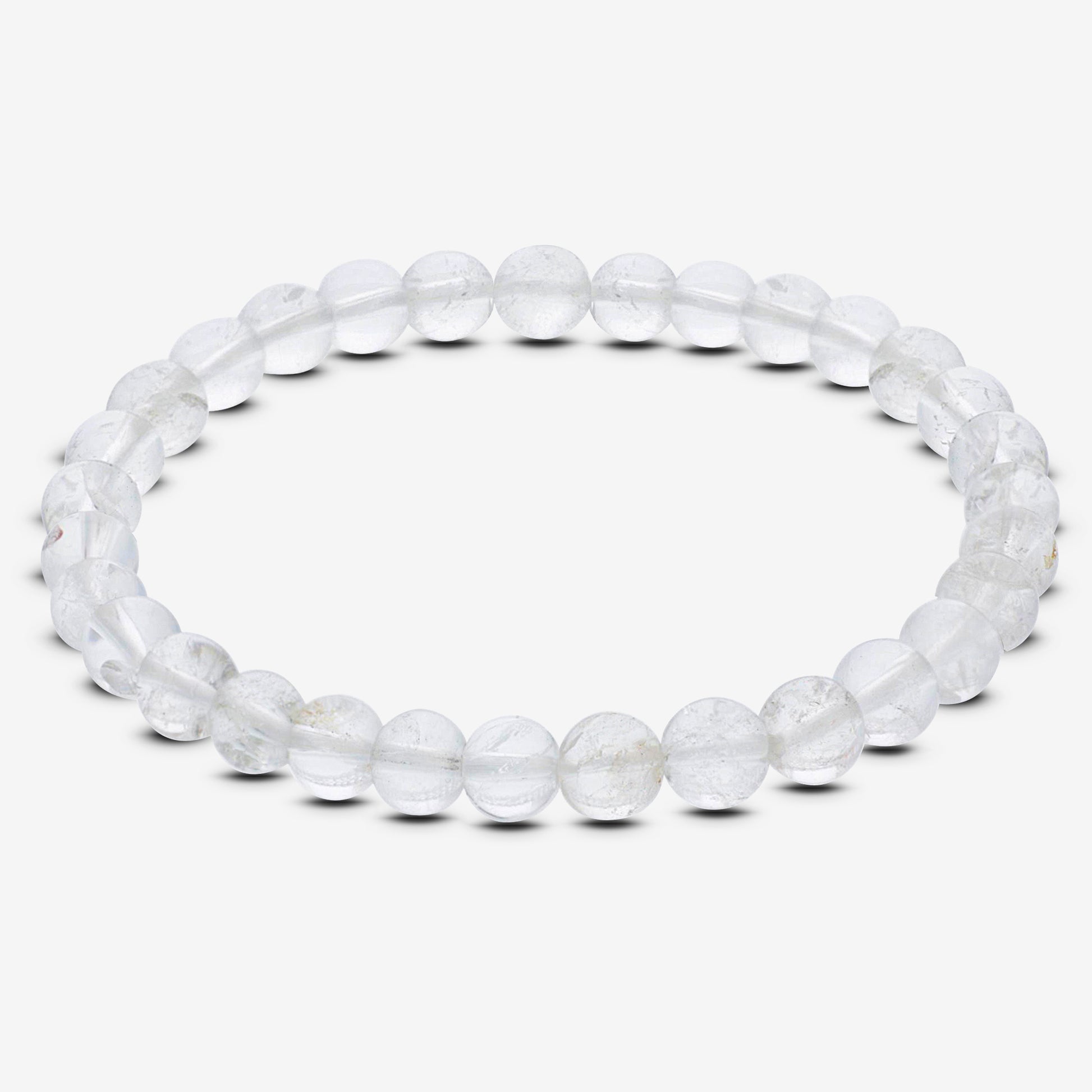 Natural Clear Quartz Gemstone Bead Handmade Stretch Unisex Bracelet - Gem Avenue