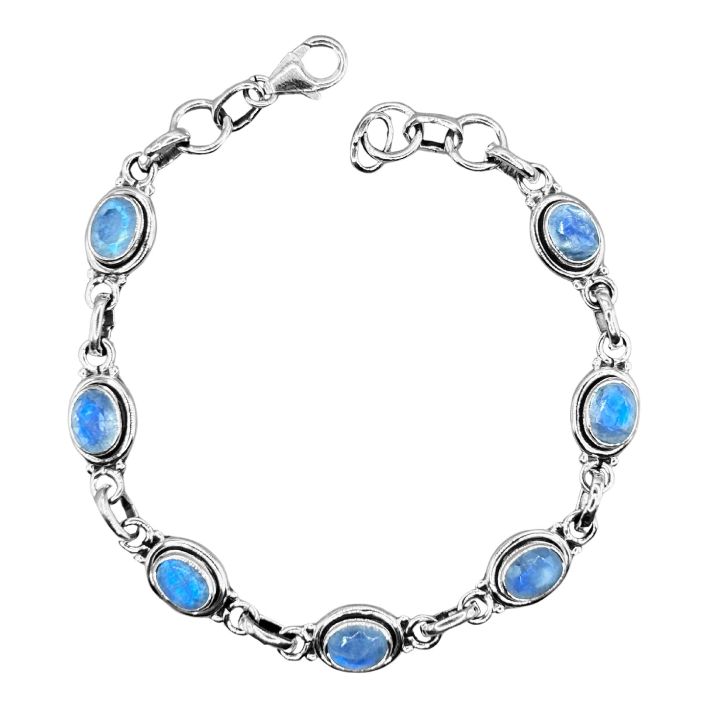 Sterling Silver Rainbow Moonstone Gemstone Bracelet - Gem Avenue Retail