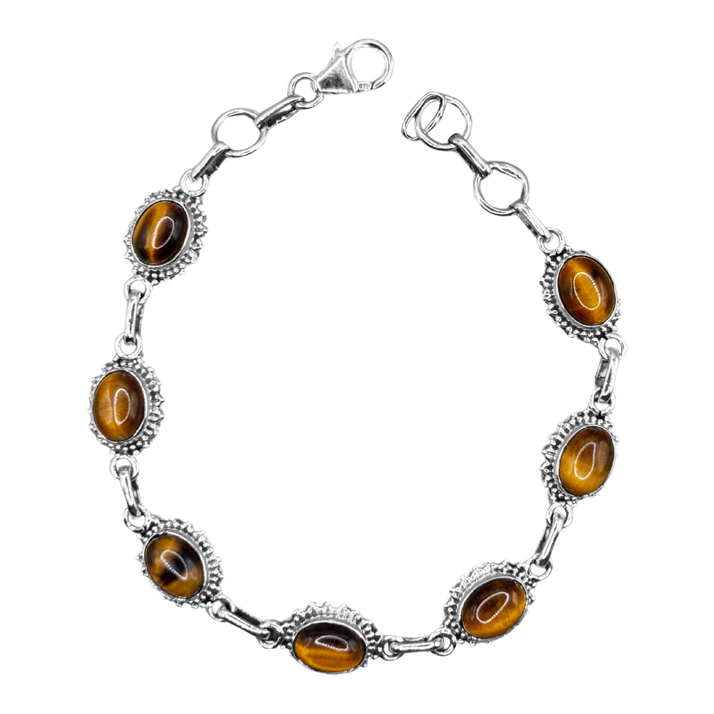 Sterling Silver Tiger Eye Gemstone Bracelet - Gem Avenue Retail