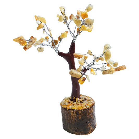 60 Beads Natural Yellow Agate Crystal Gemstone Tree – Handmade Feng Shui Money Tree for Confidence, Healing, Chakra Balancing, Energy Decor, Bonsai Tree for Home or Office - GGT060-Yellow-Agate