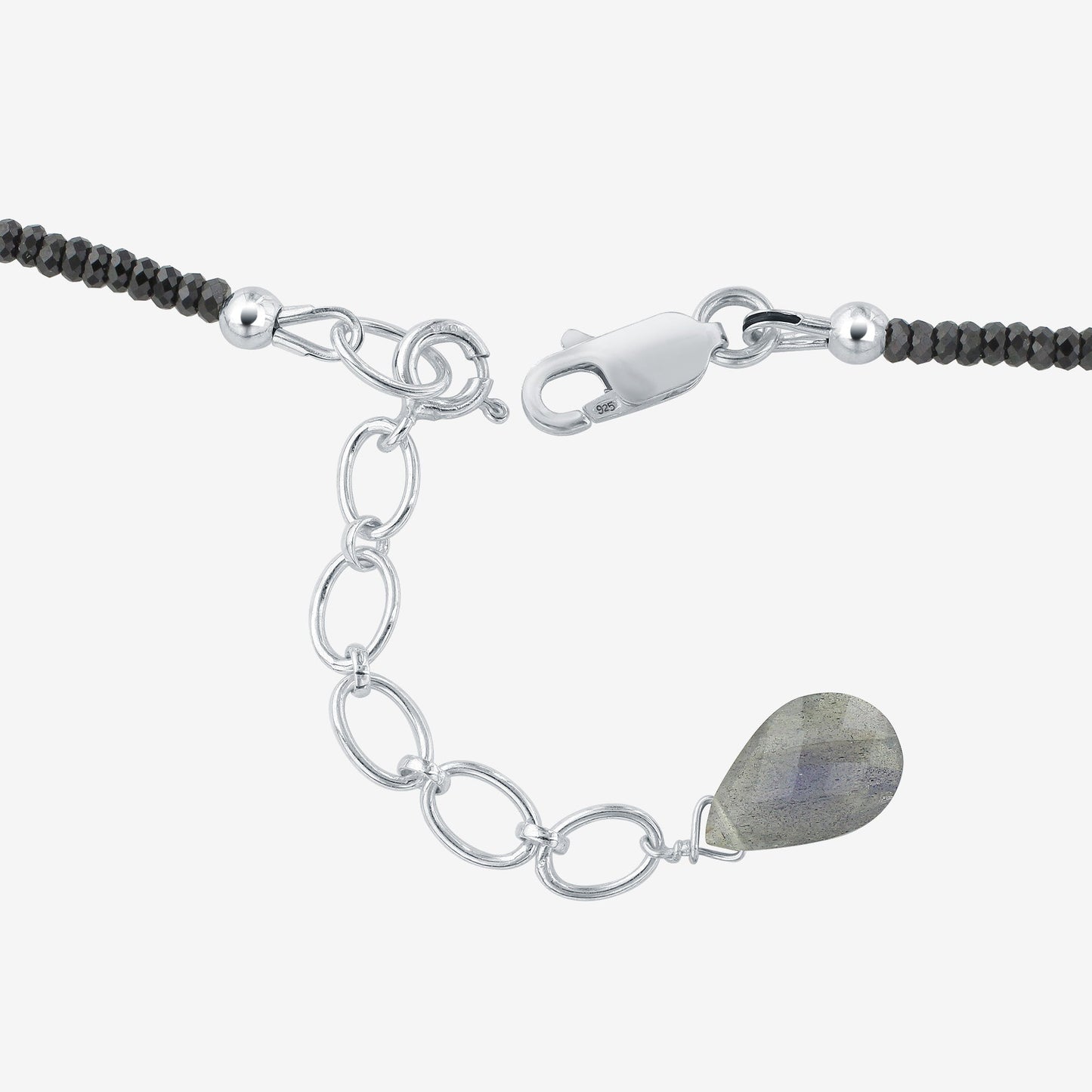 925 Sterling Silver Labradorite & Black Spinel Gemstone Necklace for Women - Gem Avenue