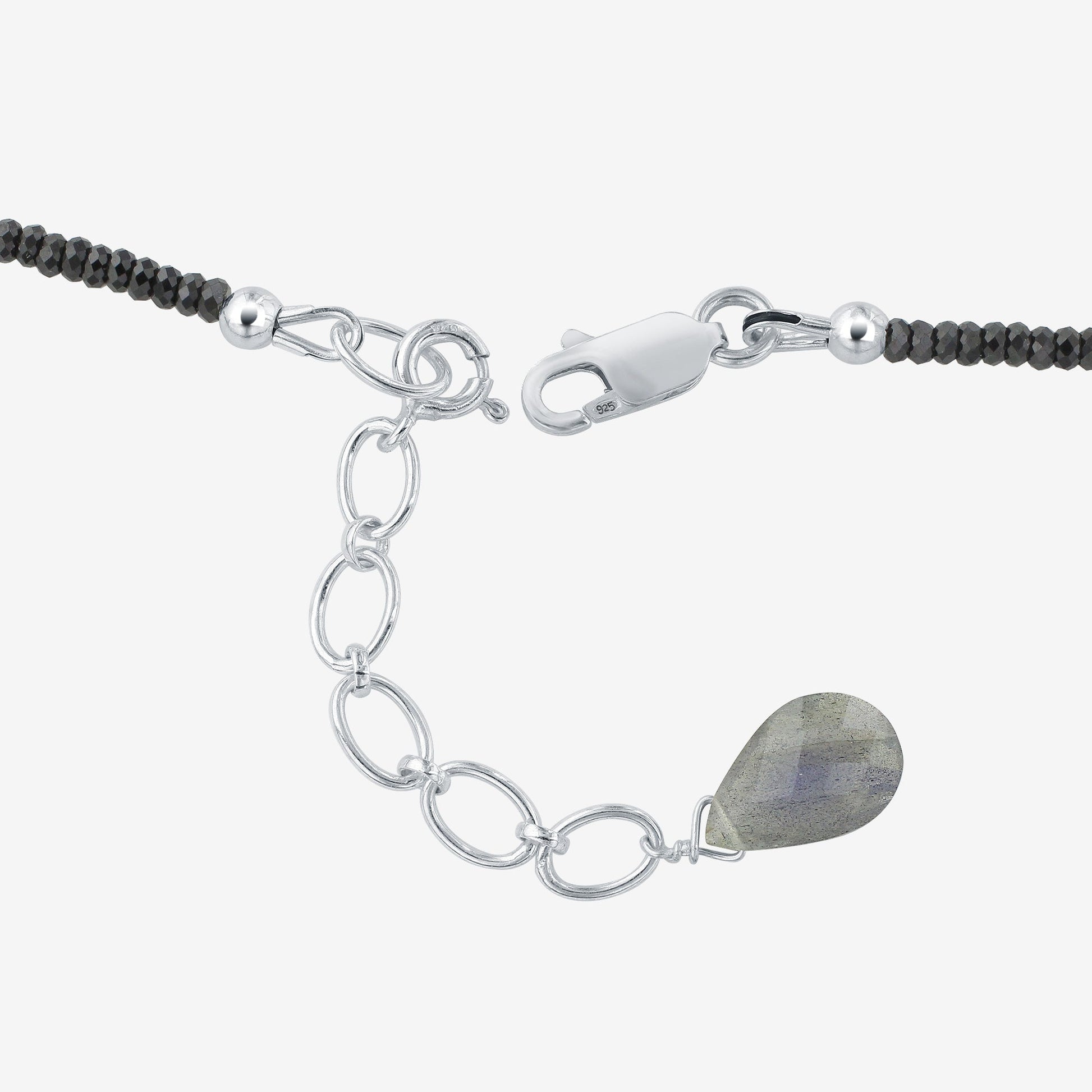 925 Sterling Silver Labradorite & Black Spinel Gemstone Necklace for Women - Gem Avenue