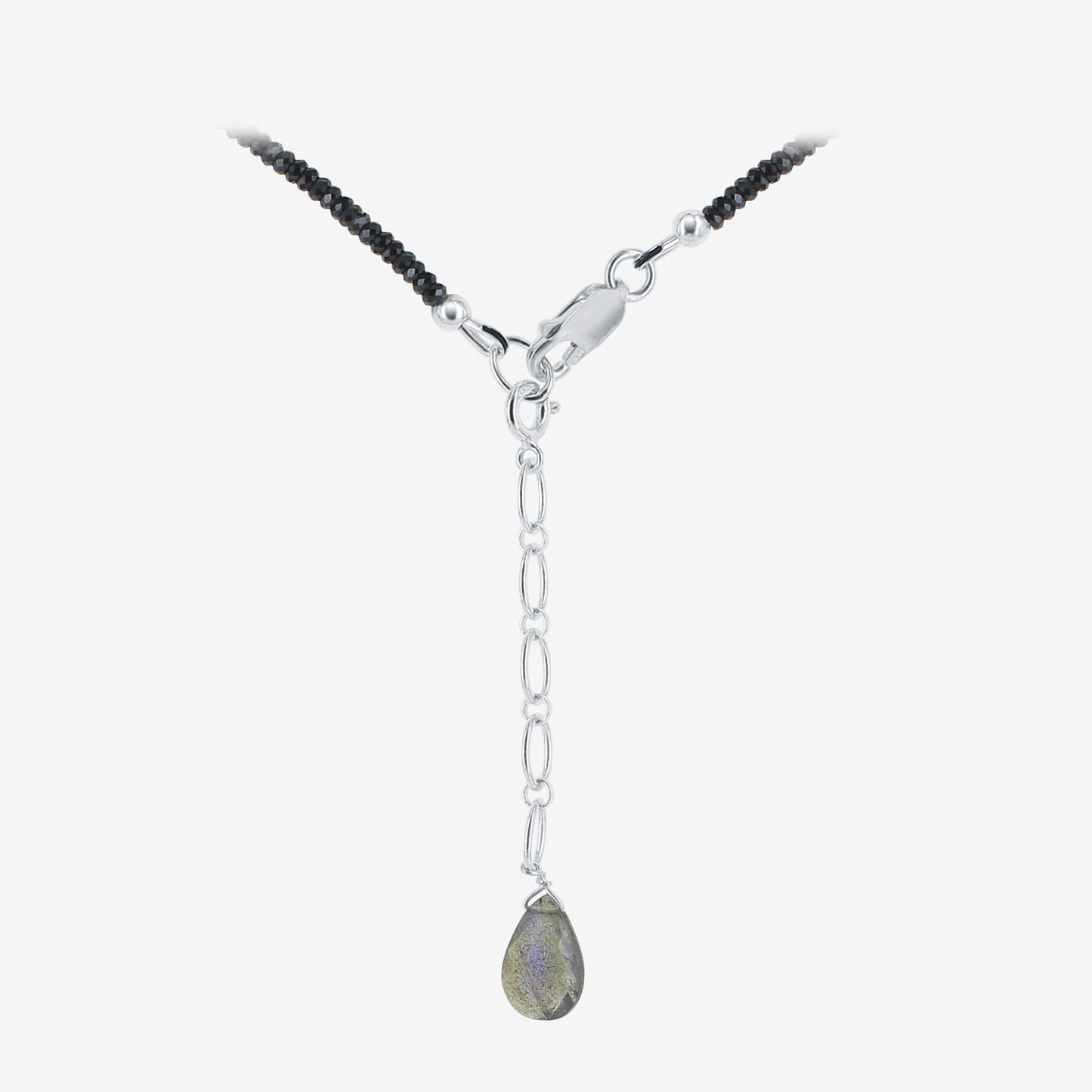 925 Sterling Silver Labradorite & Black Spinel Gemstone Necklace for Women - Gem Avenue