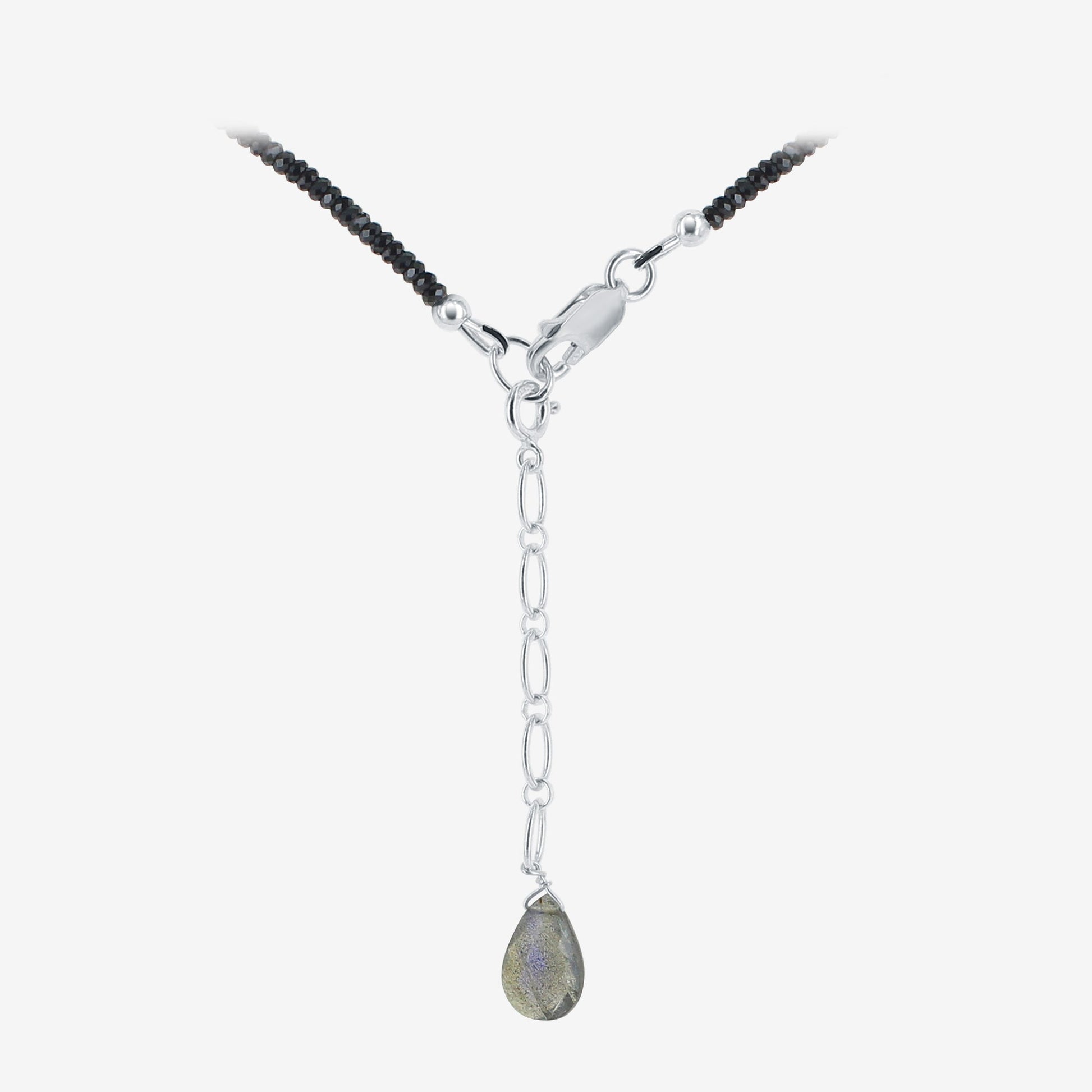925 Sterling Silver Labradorite & Black Spinel Gemstone Necklace for Women - Gem Avenue