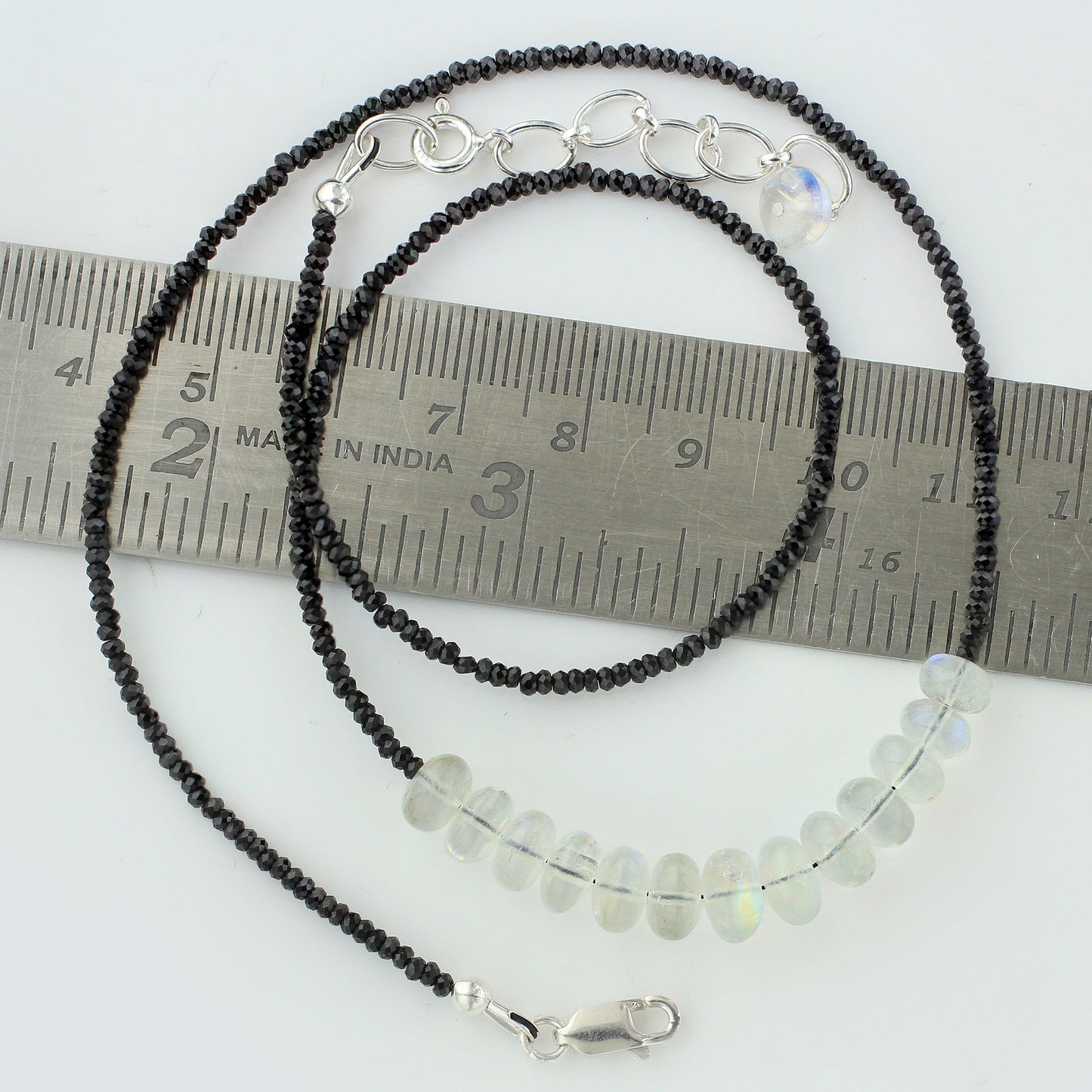 925 Sterling Silver Opal & Black Spinel Gemstone Necklace for Women - Gem Avenue