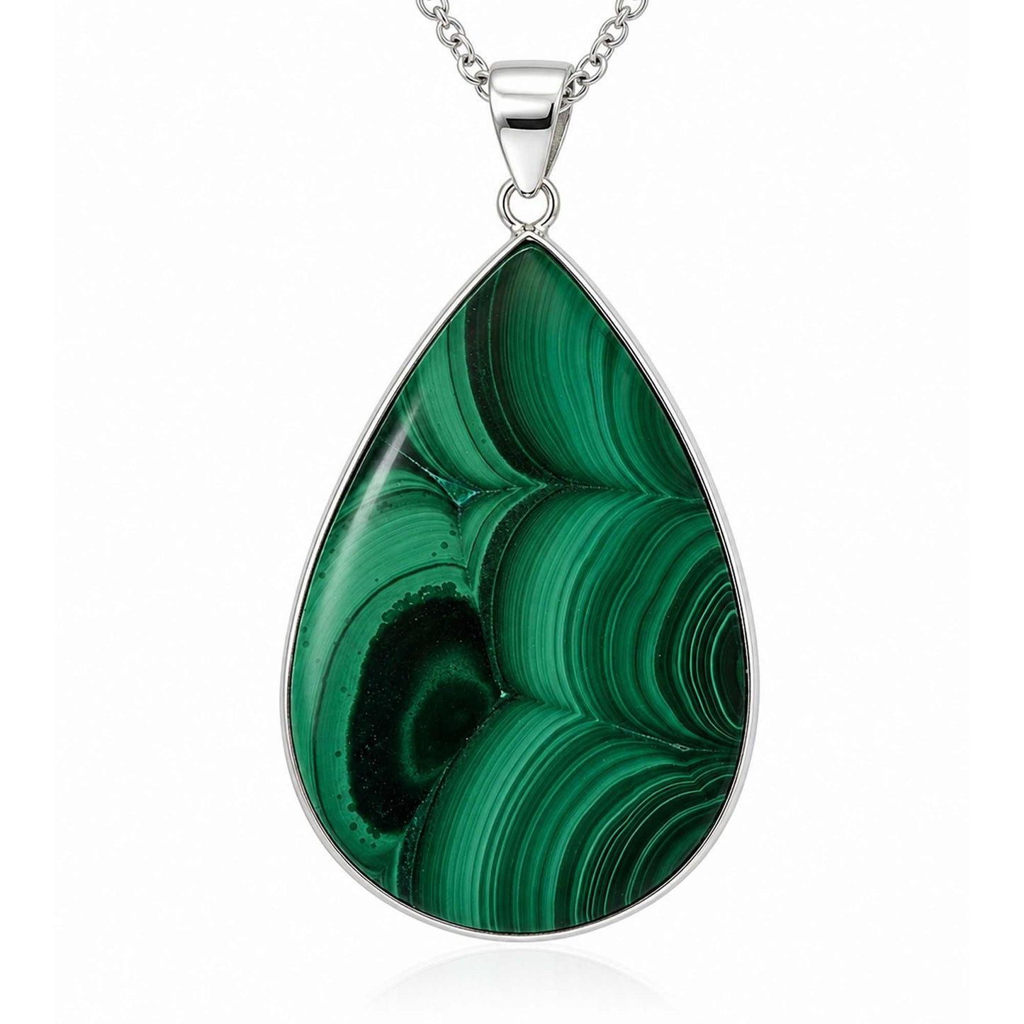 Malachite Teardrop Pendant with Stainless Steel - Gem Avenue Retail