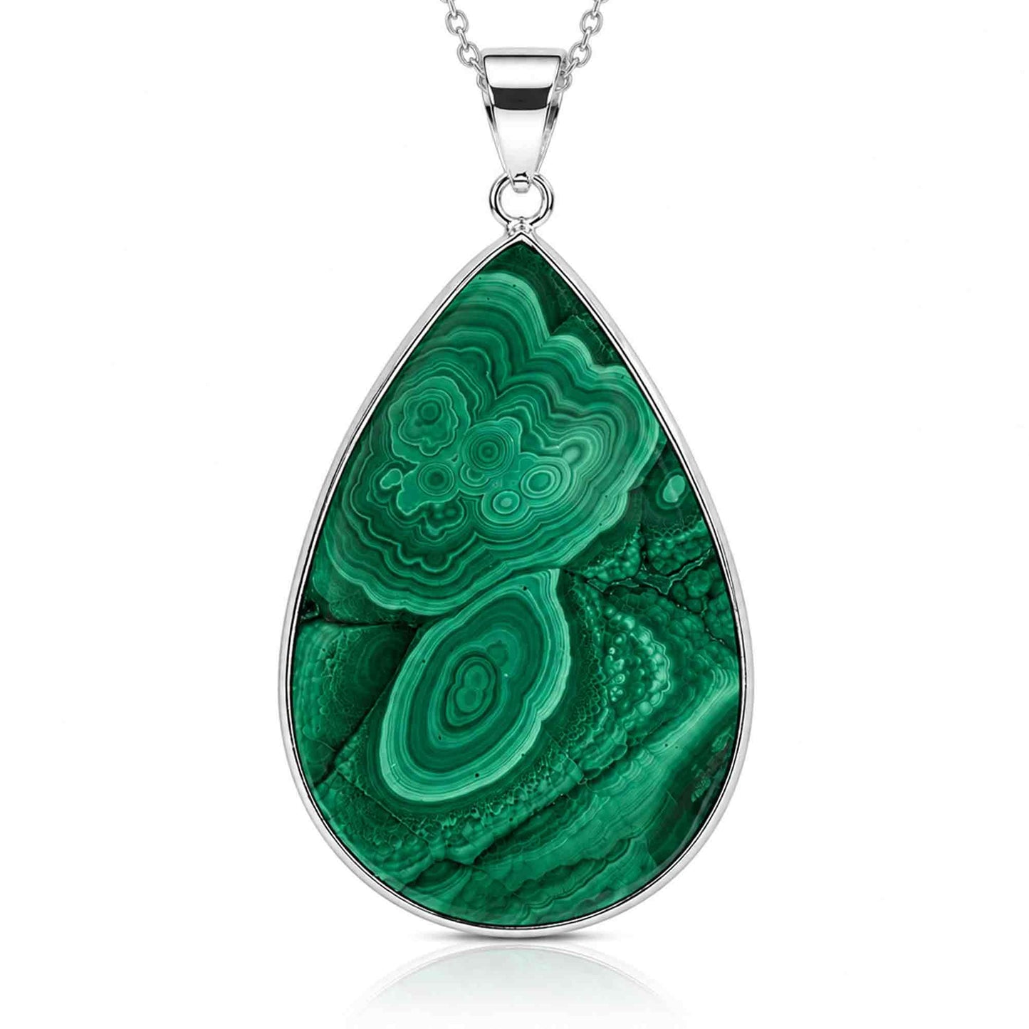 Malachite Teardrop Pendant with Stainless Steel - Gem Avenue Retail