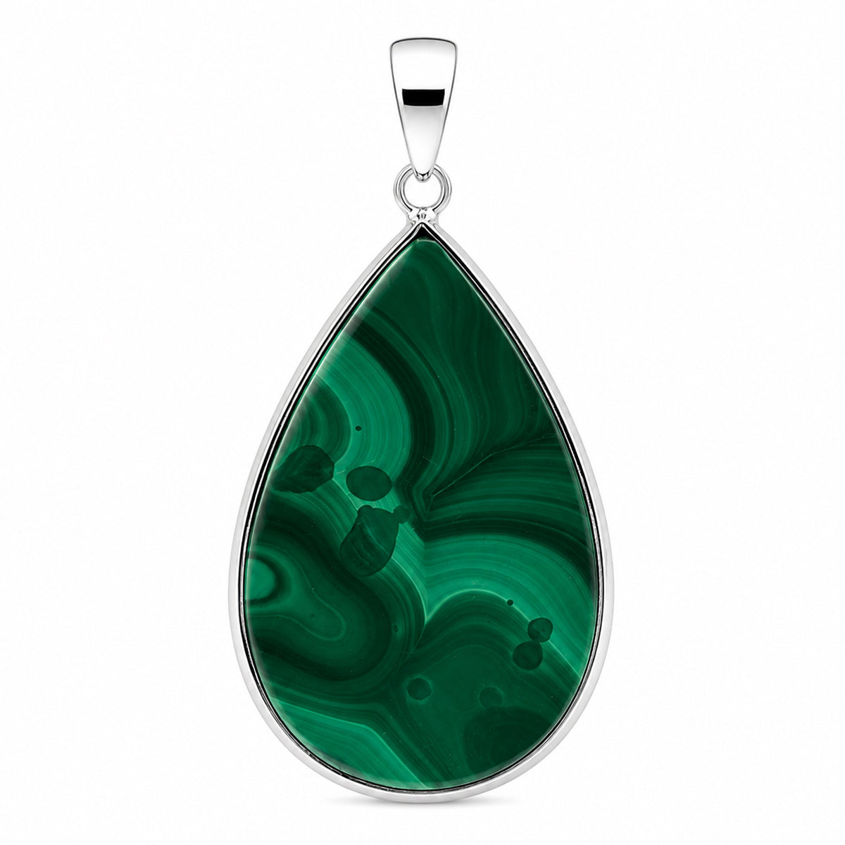 Natural Malachite Teardrop Pendant Stainless Steel Green Gemstone Necklace Boho Jewelry for Women