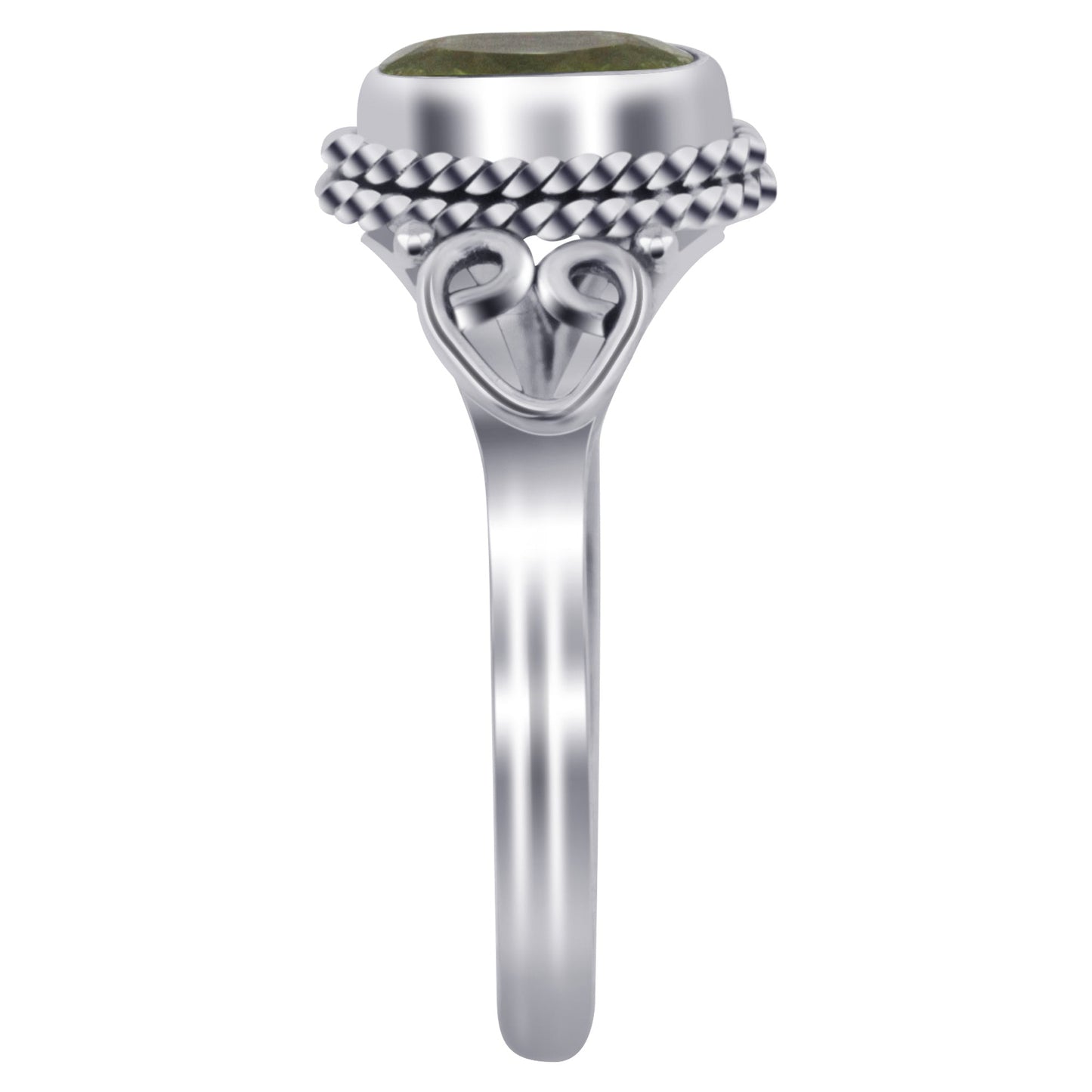 Oval Peridot Gemstone 925 Sterling Silver Solitaire Ring for Women Size 9