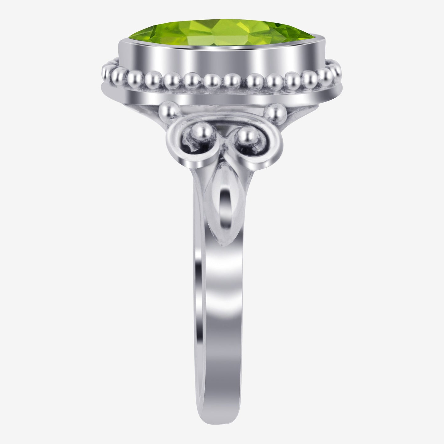 925 Sterling Silver Marquise Peridot Gemstone Women's Ring