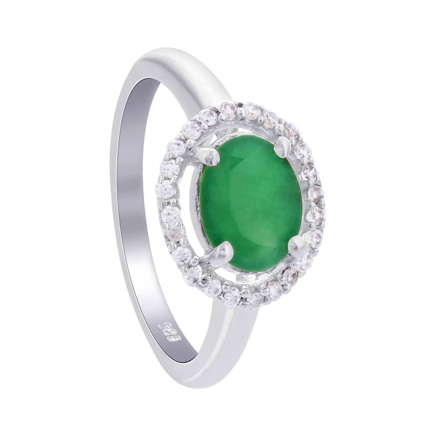 925 Sterling Silver Oval Emerald Gemstone Rings - Gem Avenue