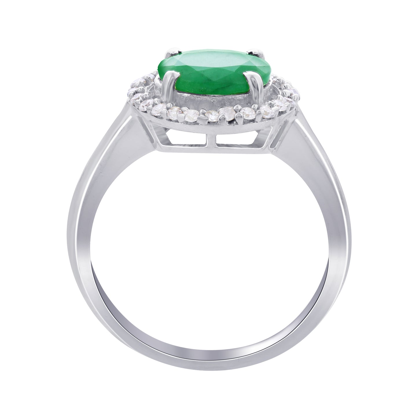 925 Sterling Silver Oval Emerald Gemstone Rings - Gem Avenue