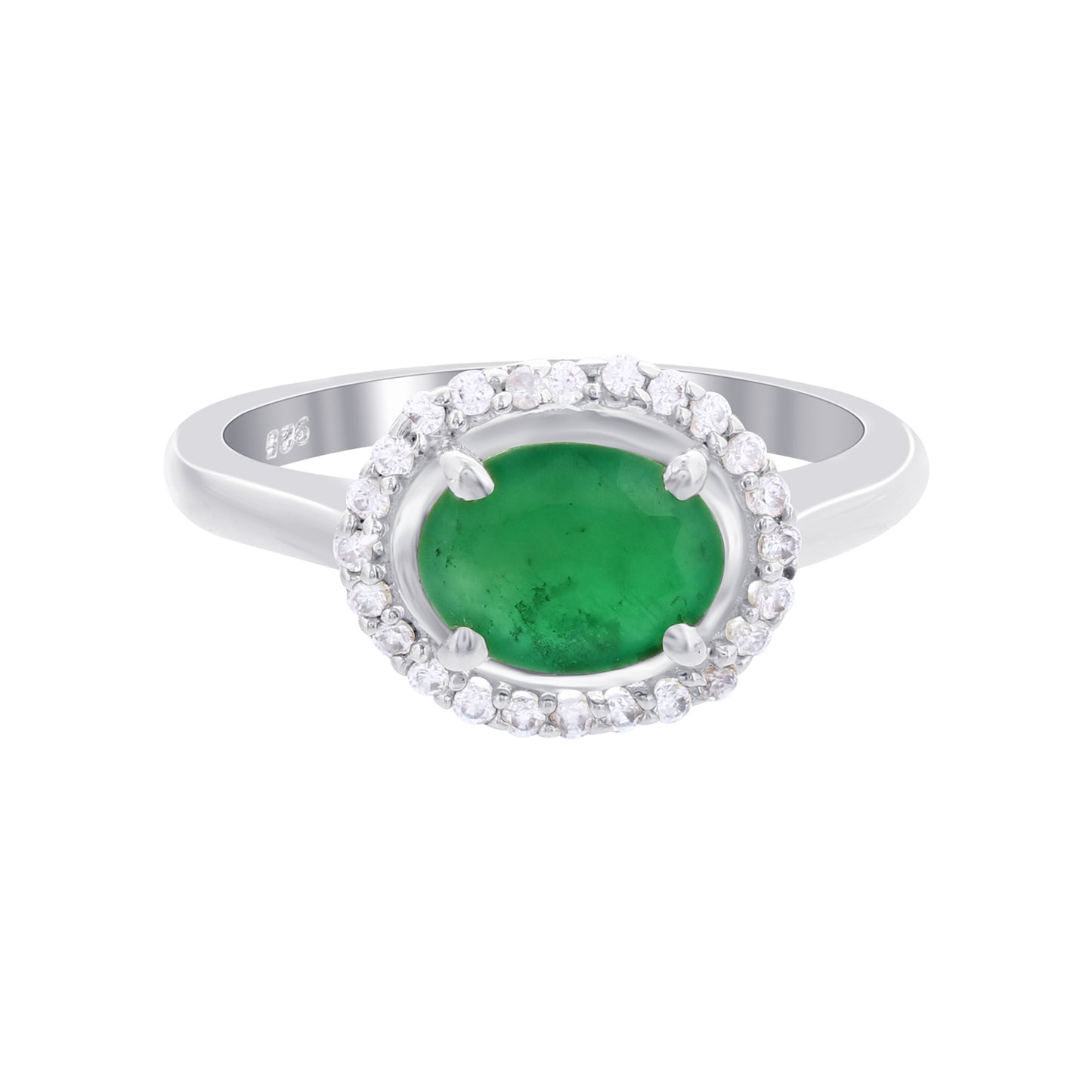 925 Sterling Silver Oval Emerald Gemstone Rings - Gem Avenue