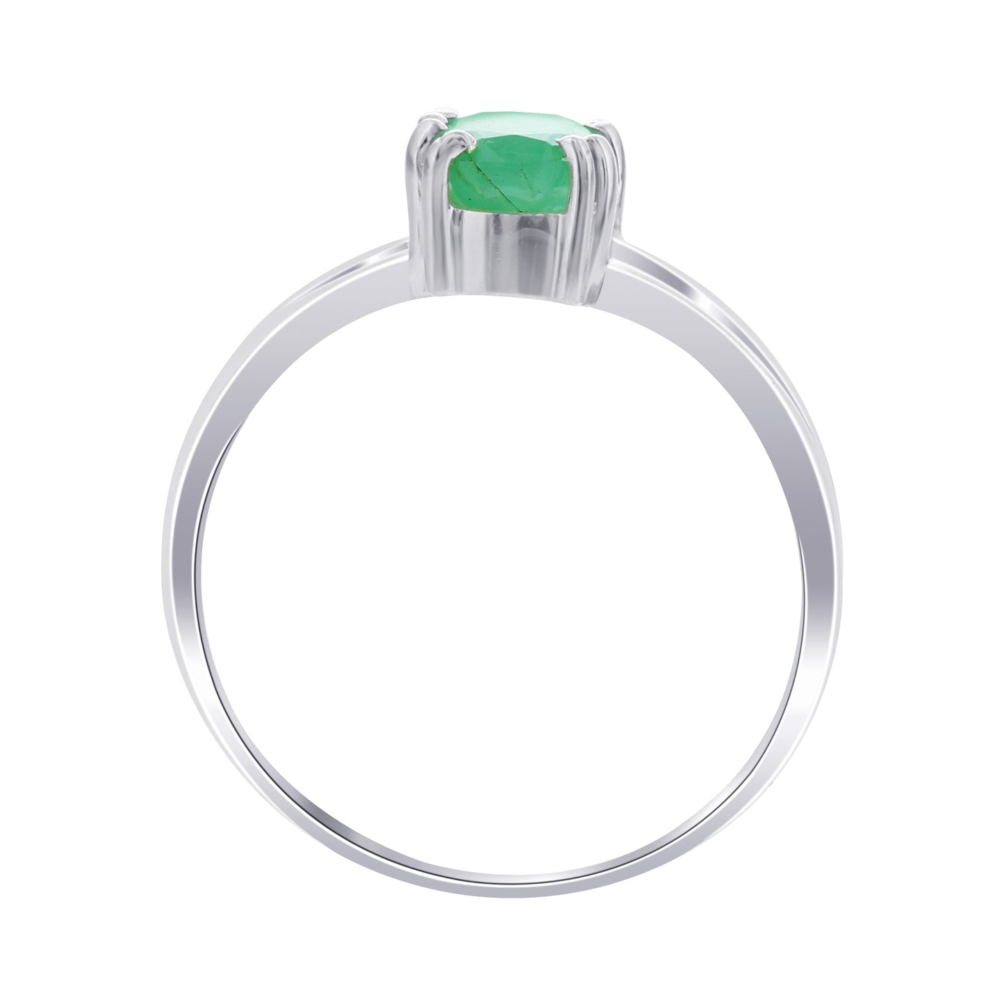 925 Sterling Silver Oval Cut Emerald Ring Green Gemstone May Birthstone Solitaire Engagement, Wedding & Promise Ring for Women (Size 7)