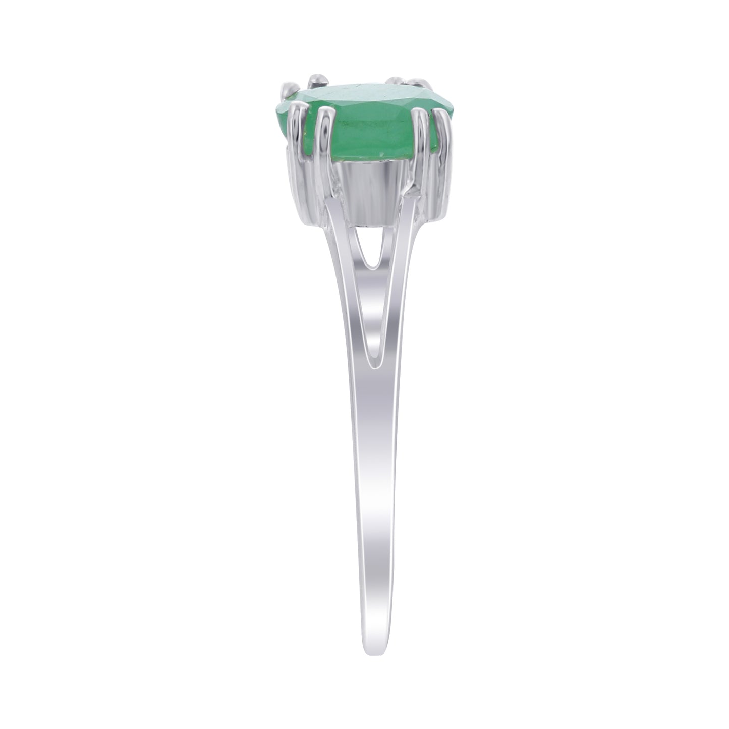 925 Sterling Silver Oval Cut Emerald Ring Green Gemstone May Birthstone Solitaire Engagement, Wedding & Promise Ring for Women (Size 7)