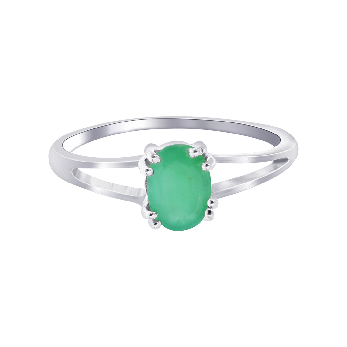 925 Sterling Silver Oval Cut Emerald Ring Green Gemstone May Birthstone Solitaire Engagement, Wedding & Promise Ring for Women (Size 7)