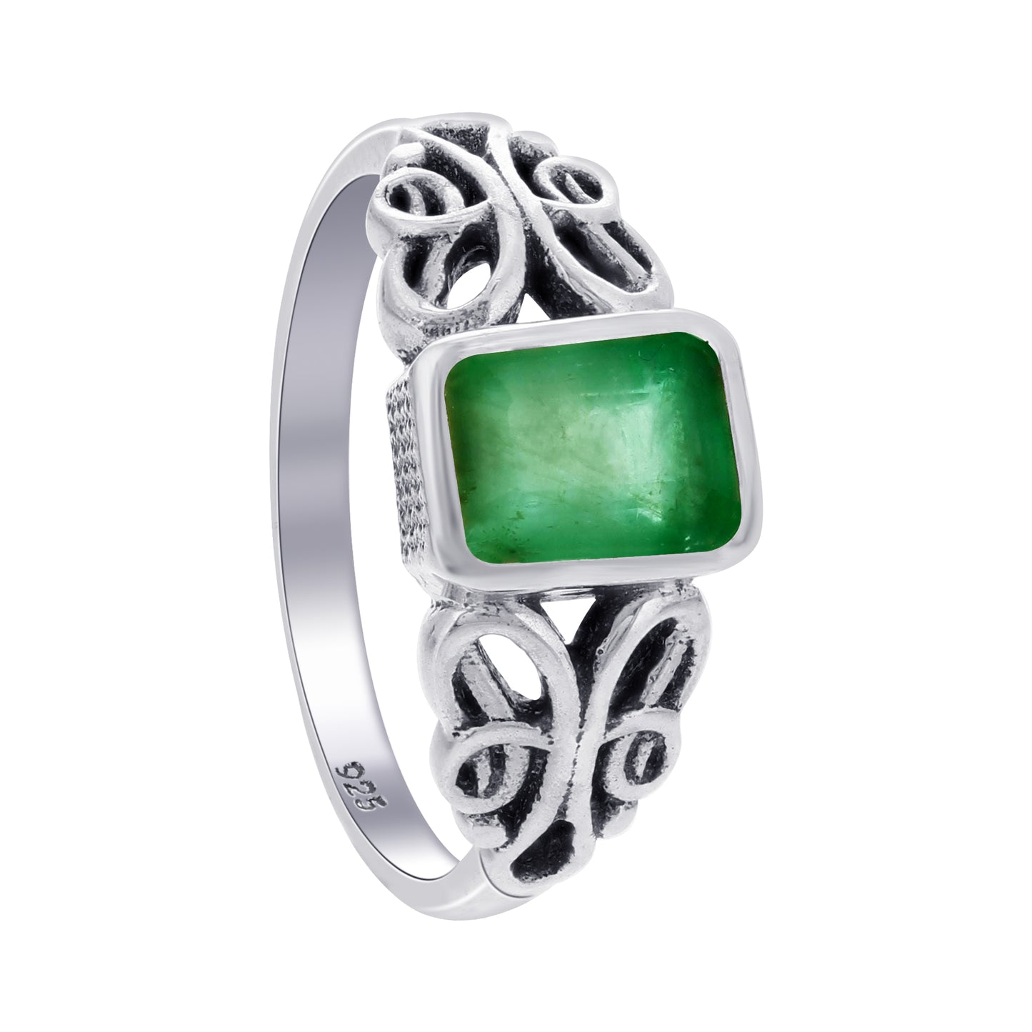 925 Sterling Silver Emerald Gemstone Rings - Gem Avenue