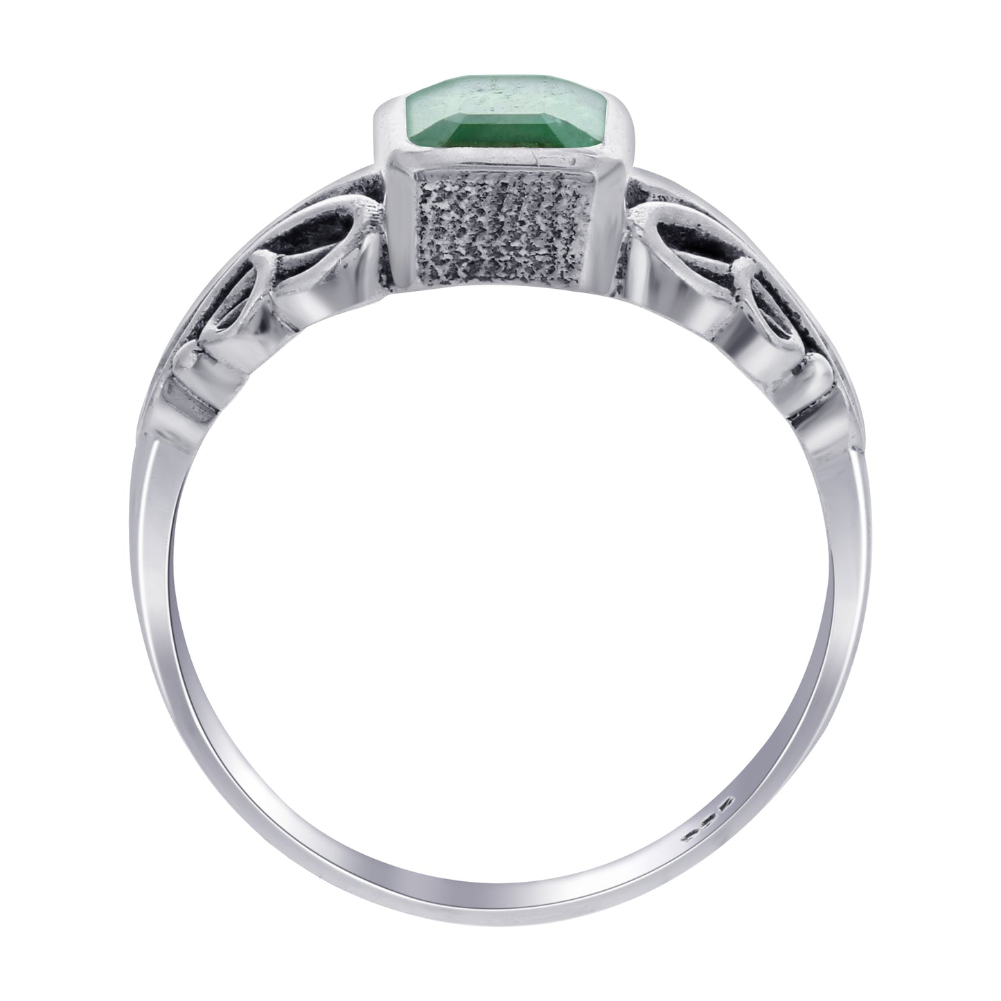 925 Sterling Silver Square Emerald Gemstone Rings