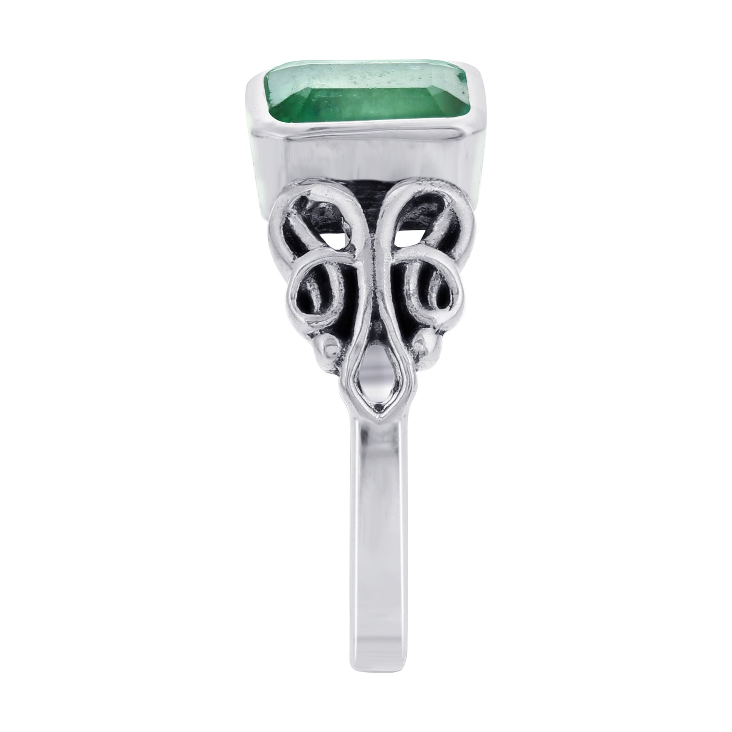 925 Sterling Silver Square Emerald Gemstone Rings