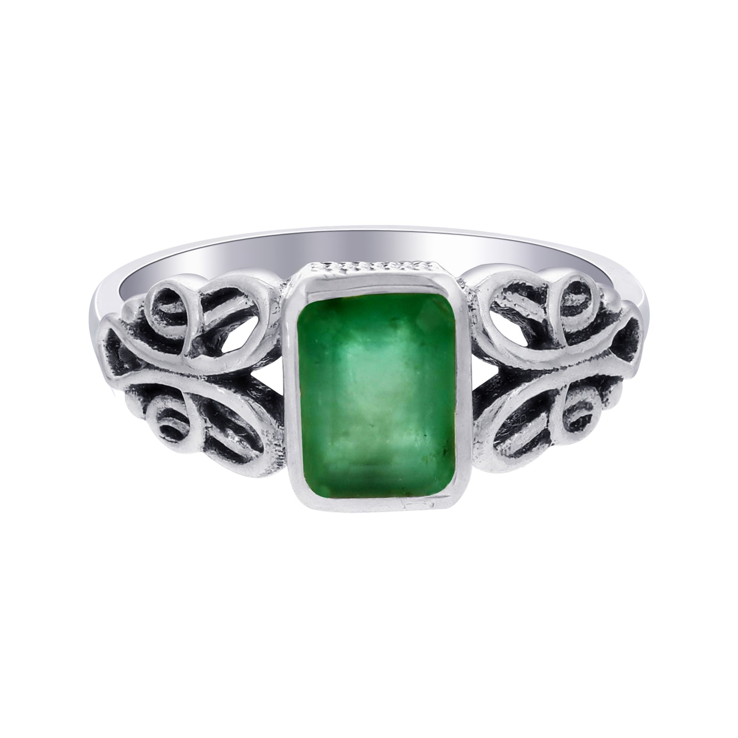 925 Sterling Silver Square Emerald Gemstone Rings
