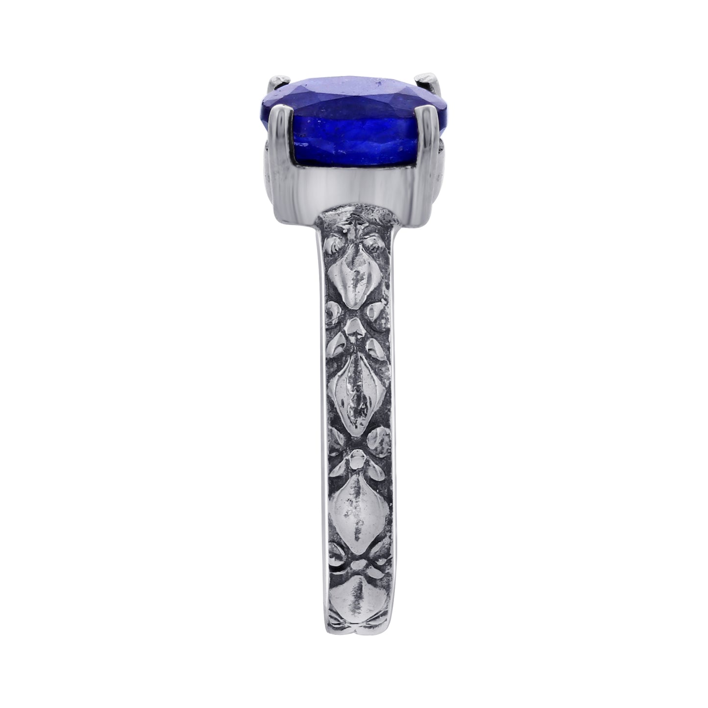 925 Sterling Silver Blue Sapphire Gemstone Solitaire Ring - Gem Avenue