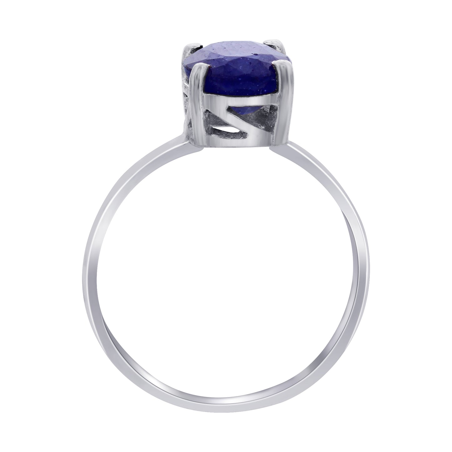 925 Sterling Silver Blue Sapphire Solitaire Engagement Ring - Gem Avenue