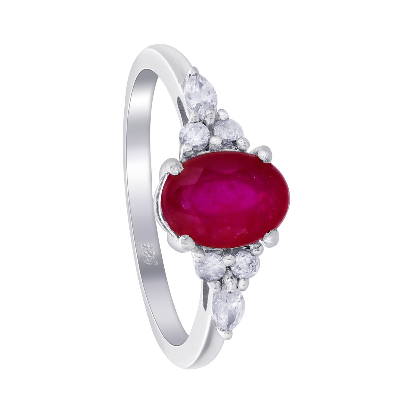 925 Sterling Silver Oval Cut Ruby Gemstone Solitaire Ring - Gem Avenue