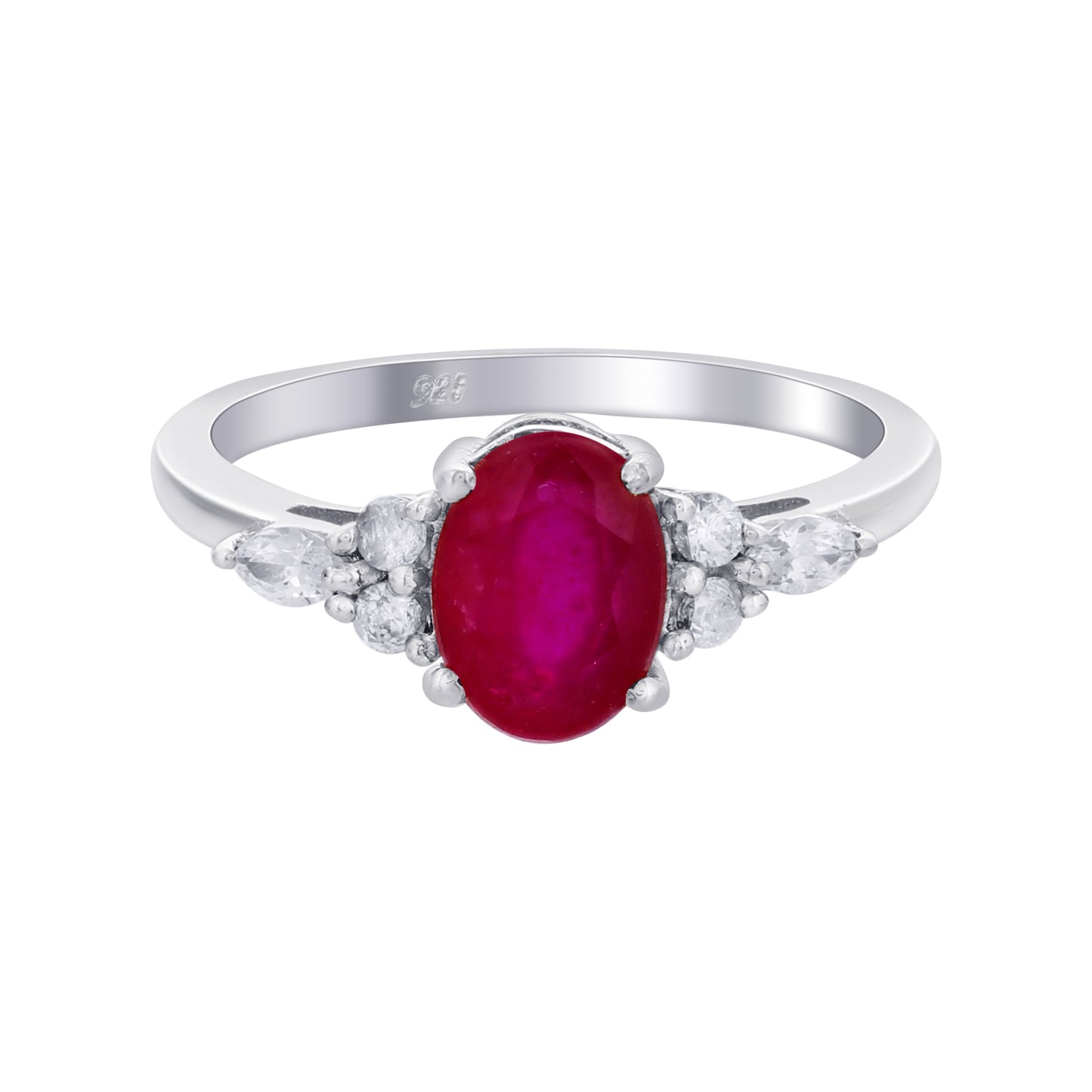 925 Sterling Silver Oval Cut Ruby Gemstone Solitaire Ring - Gem Avenue