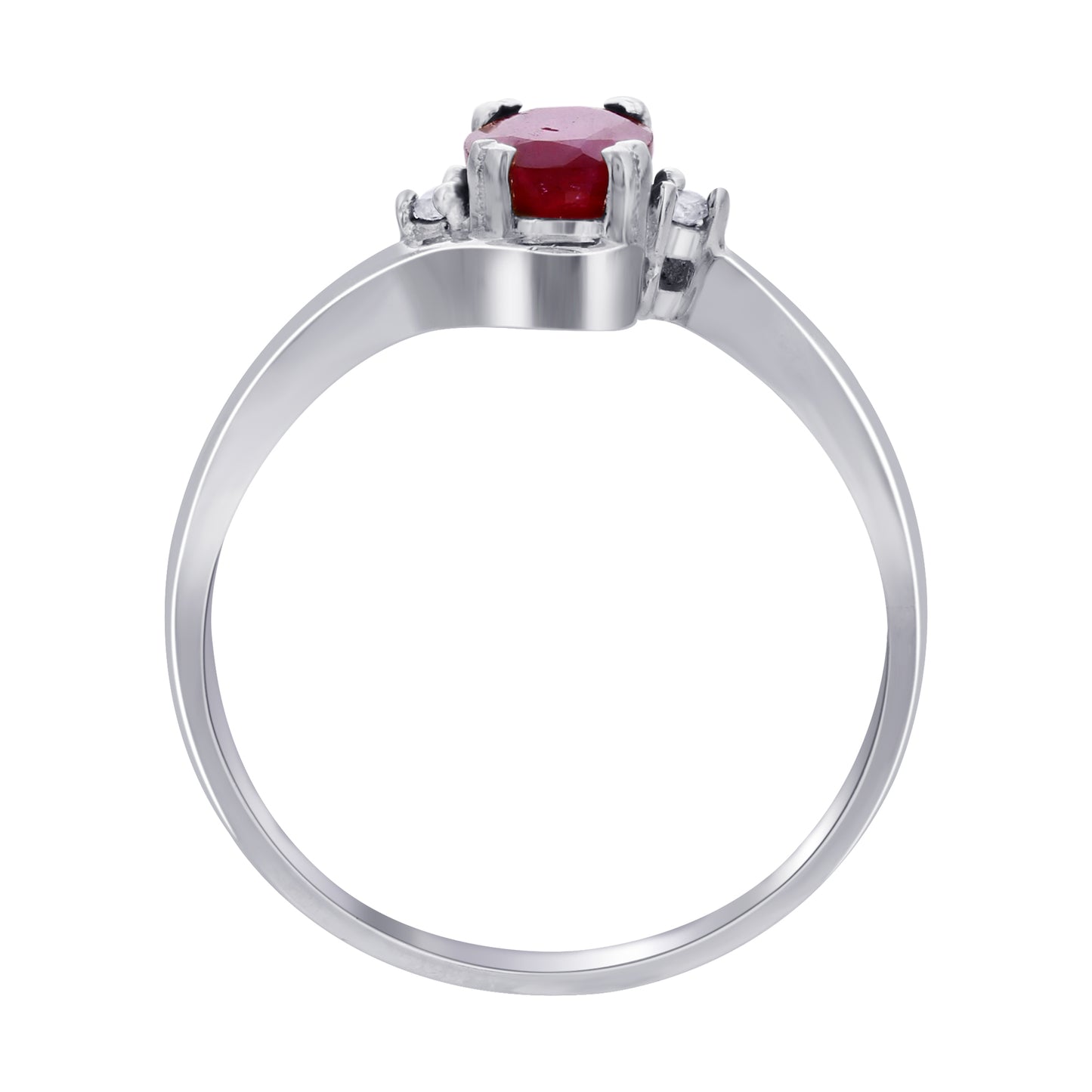 925 Sterling Silver Oval Cut Red Ruby Gemstone Solitaire Engagement Ring - Gem Avenue