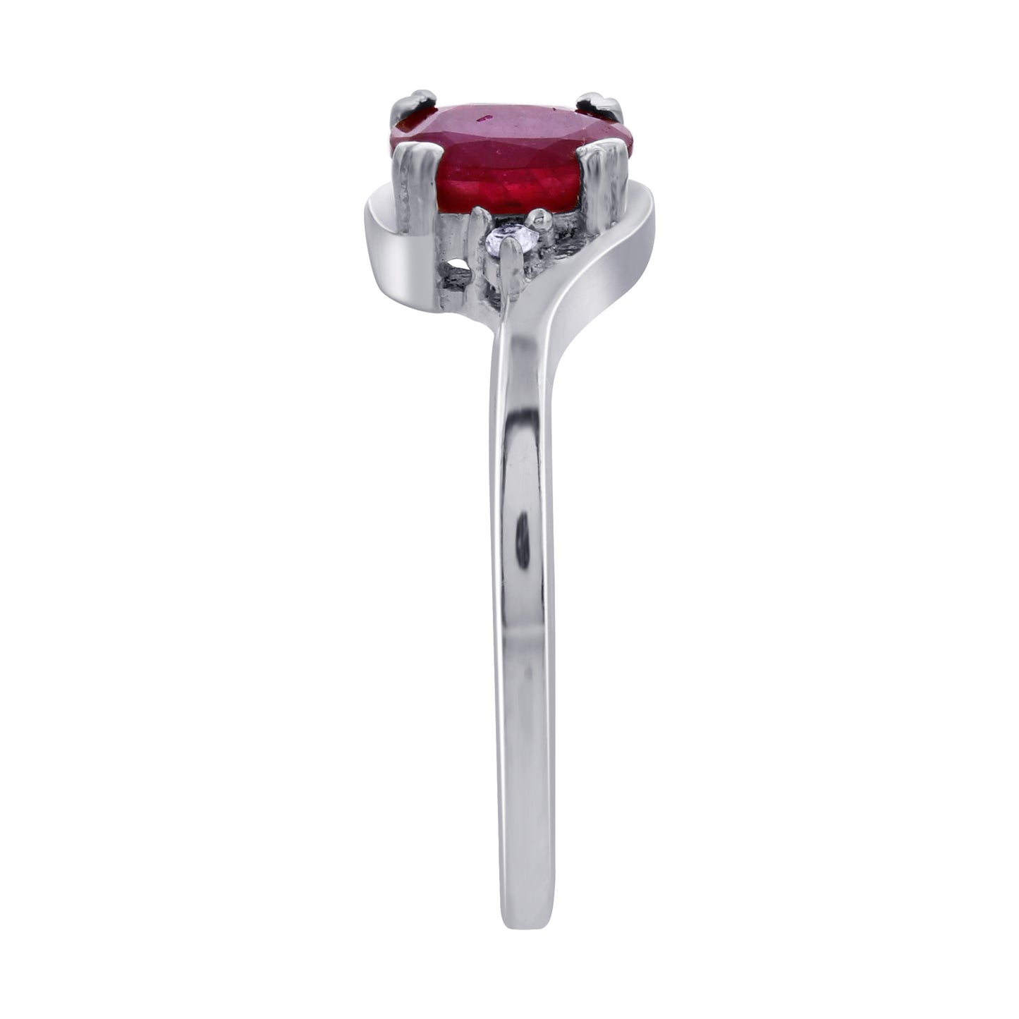 925 Sterling Silver Oval Cut Red Ruby Gemstone Solitaire Engagement Ring - Gem Avenue