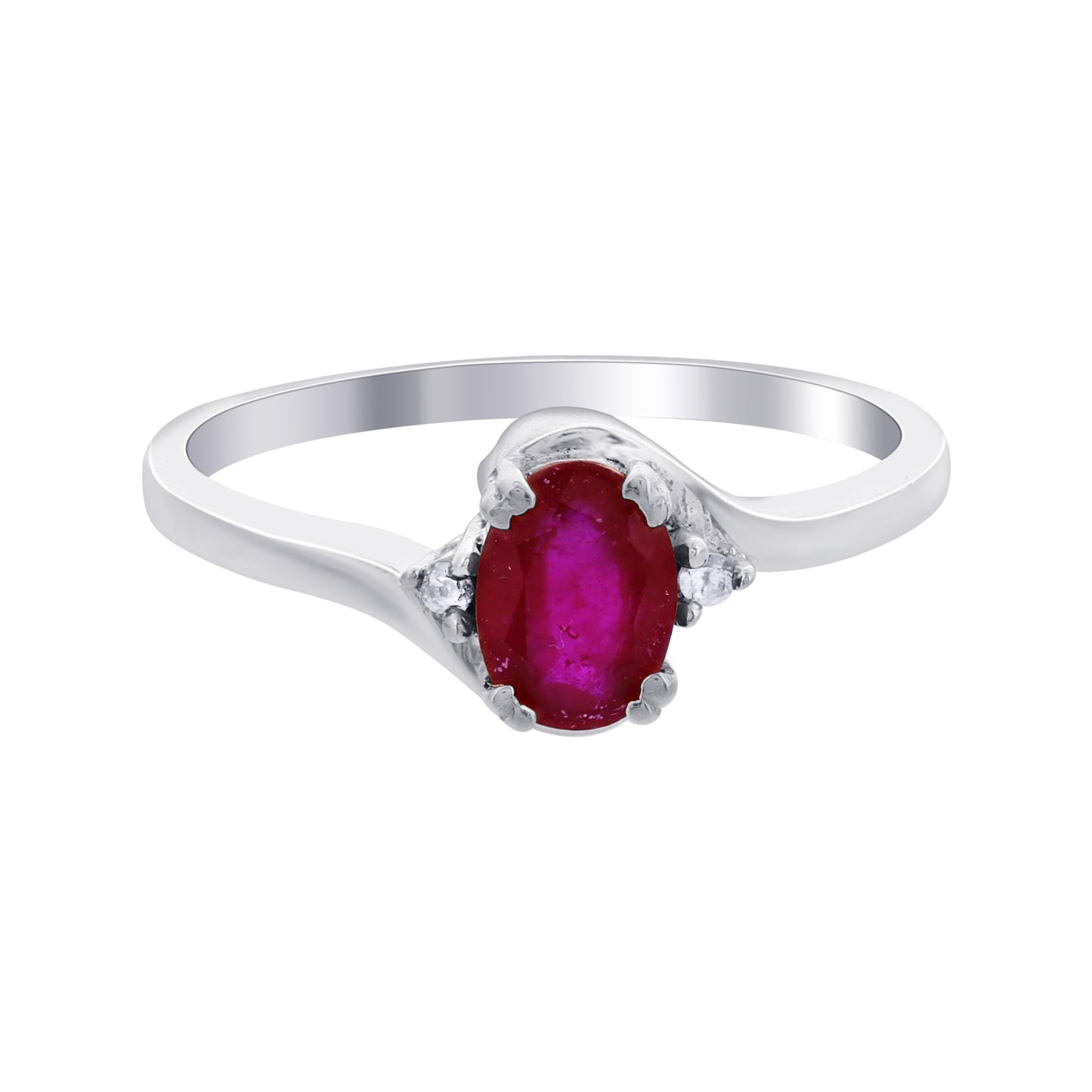 925 Sterling Silver Oval Cut Red Ruby Gemstone Solitaire Engagement Ring - Gem Avenue