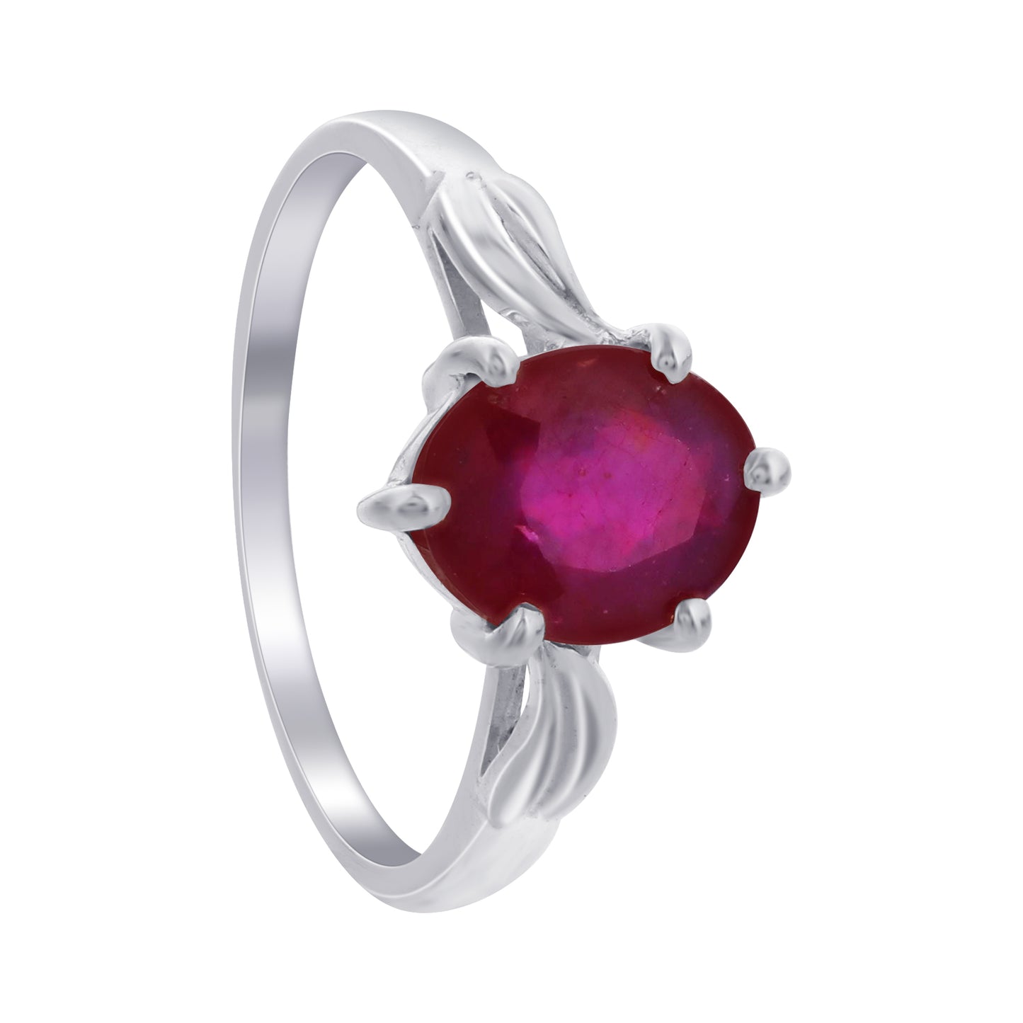 925 Sterling Silver Oval Cut Red Ruby Gemstone Solitaire Ring - Gem Avenue