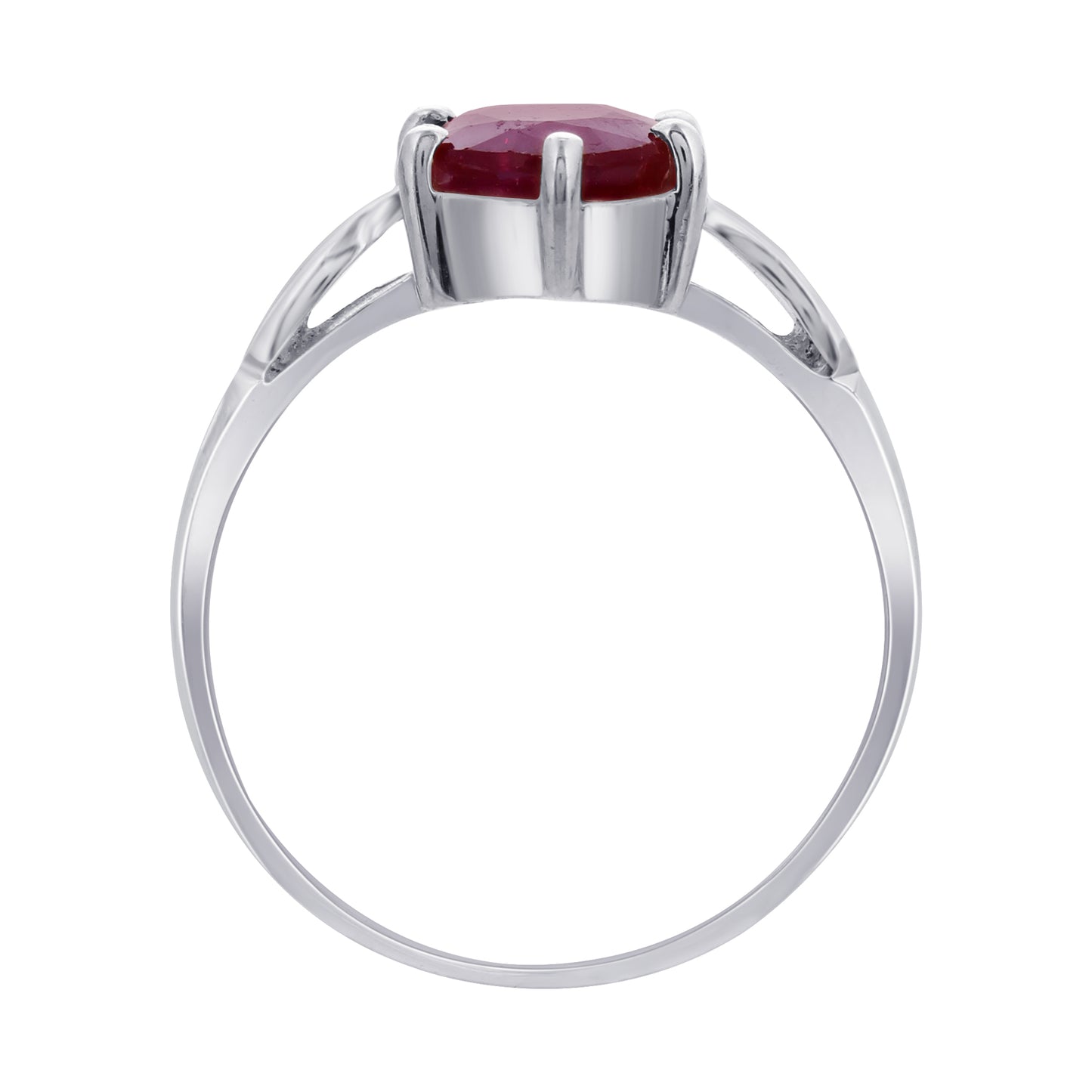 925 Sterling Silver Oval Cut Red Ruby Gemstone Solitaire Ring - Gem Avenue
