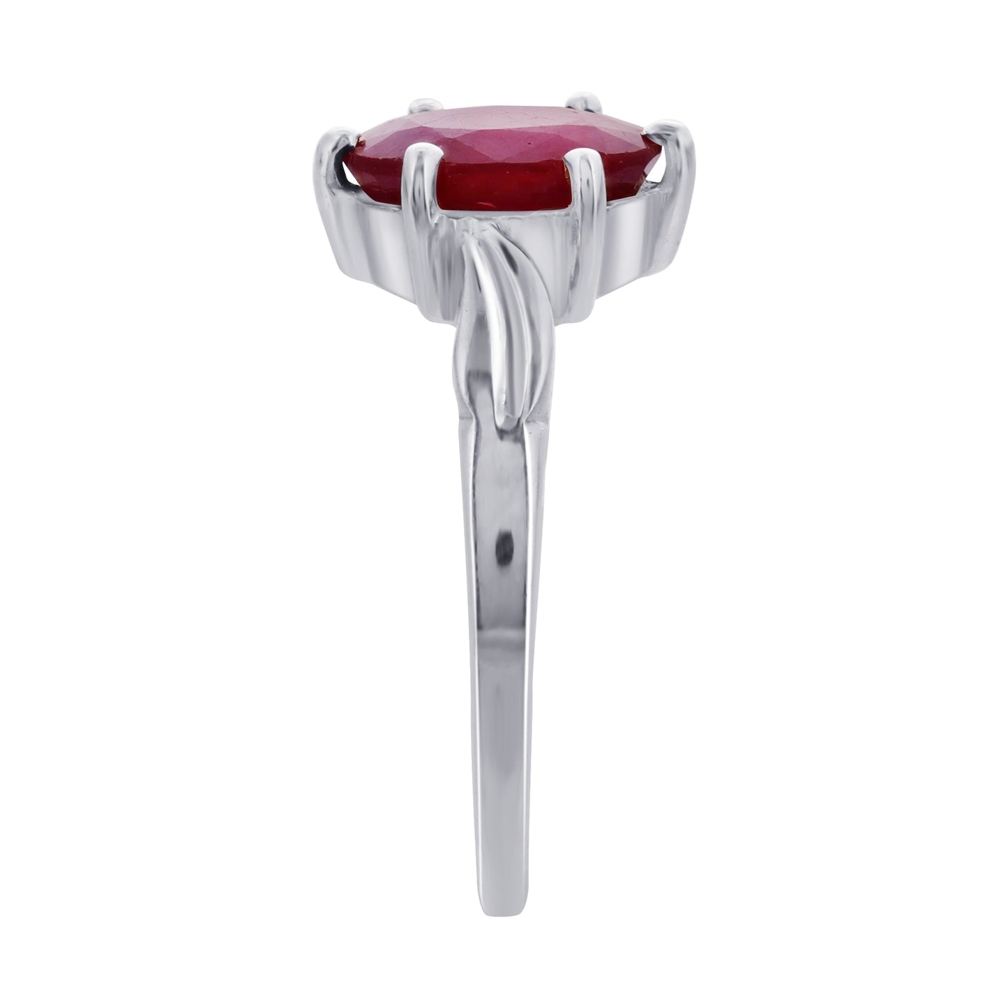 925 Sterling Silver Oval Cut Red Ruby Gemstone Solitaire Ring - Gem Avenue