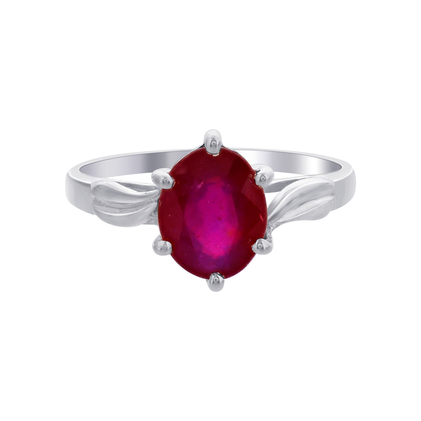 925 Sterling Silver Oval Cut Red Ruby Gemstone Solitaire Ring - Gem Avenue