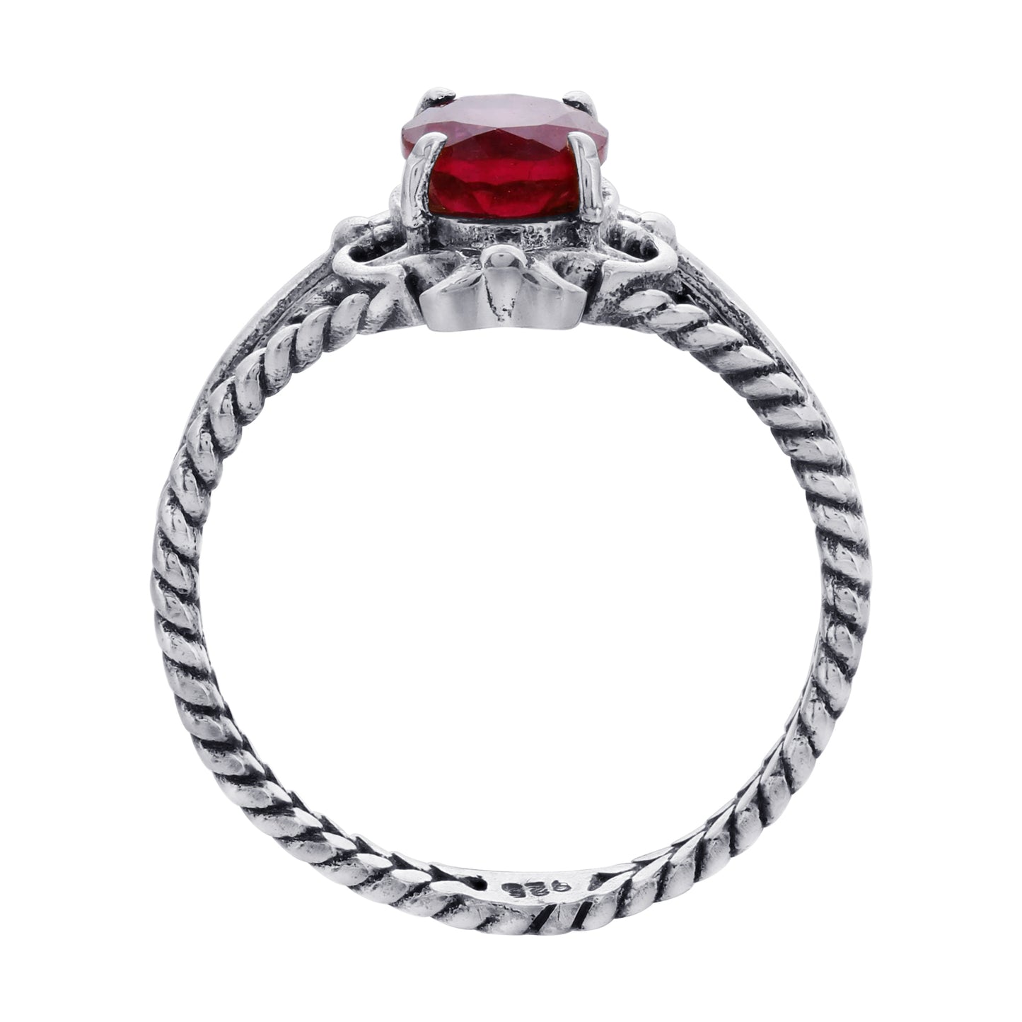 925 Sterling Silver Red Tourmaline Solitaire Ring, Genuine Gemstone Jewelry