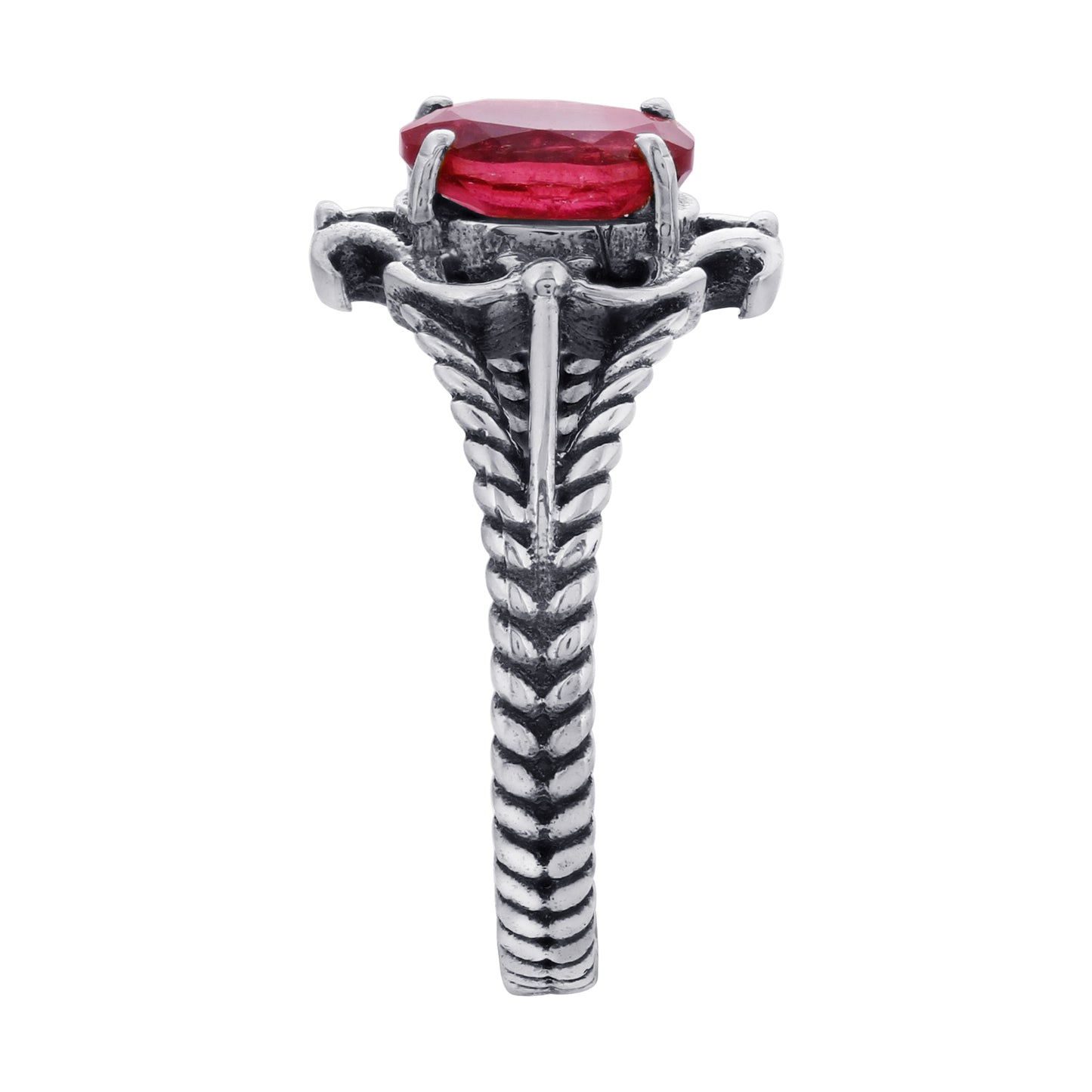 925 Sterling Silver Red Tourmaline Solitaire Ring, Genuine Gemstone Jewelry