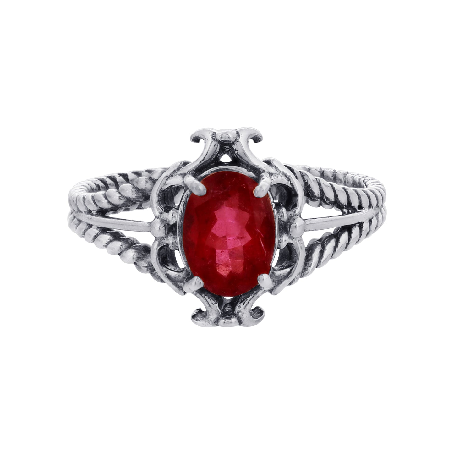 925 Sterling Silver Red Tourmaline Solitaire Ring, Genuine Gemstone Jewelry