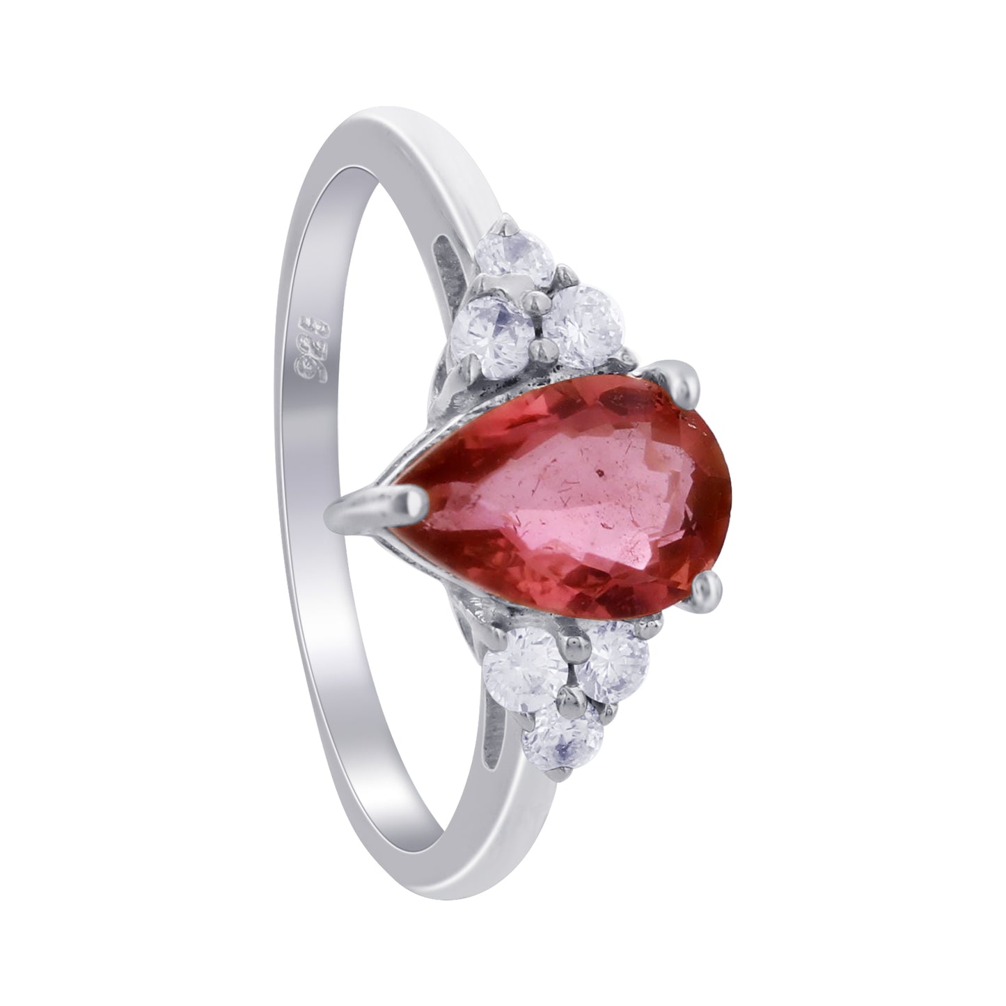 925 Sterling Silver Pear Cut Pink Tourmaline Gemstone Solitaire Ring - Gem Avenue
