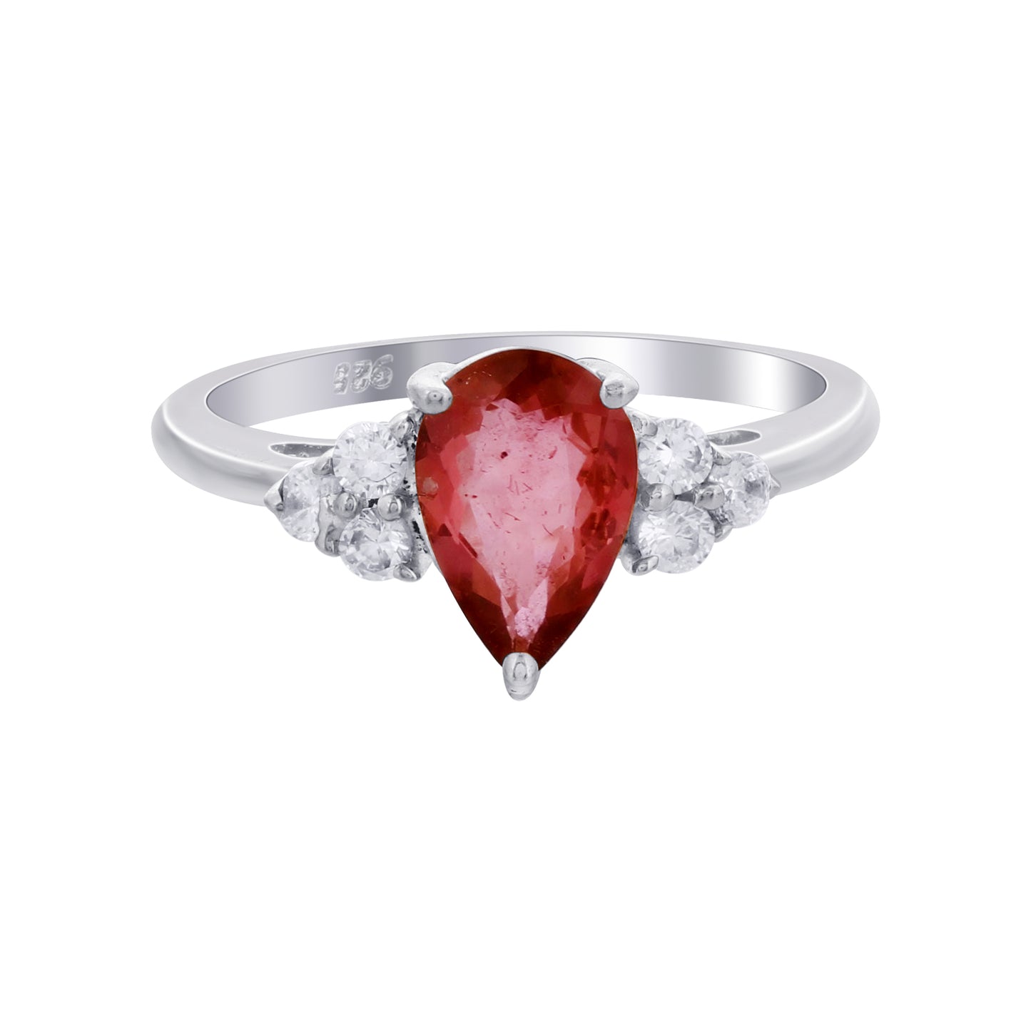 925 Sterling Silver Pink Tourmaline Ring Size 6 Pear Cut Solitaire Gemstone, Elegant Women's Jewelry, 2mm Band, Lightweight Gift Ring