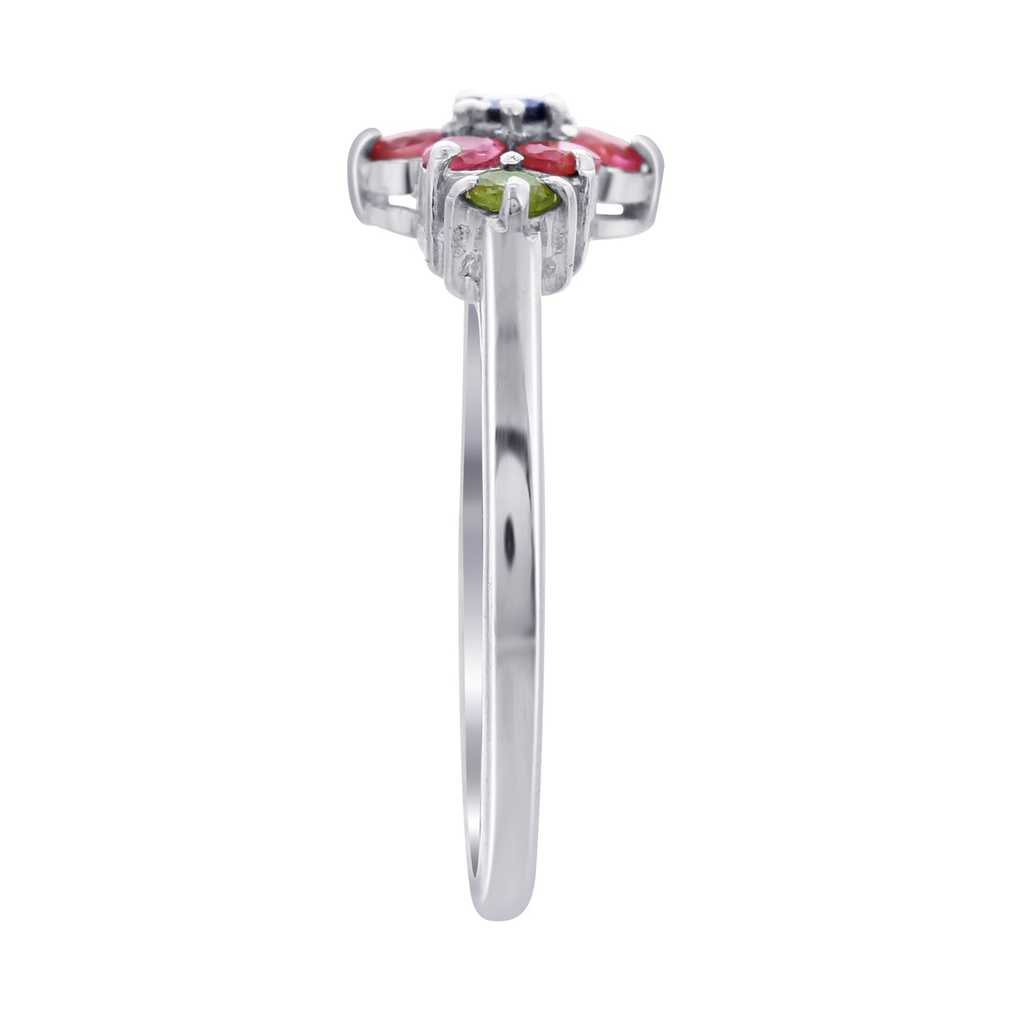 925 Sterling Silver Floral Gemstone Ring for Women Size 8 – Multicolor Tourmaline Flower Design – Elegant Statement Jewelry, Anniversary or Promise Ring Gift