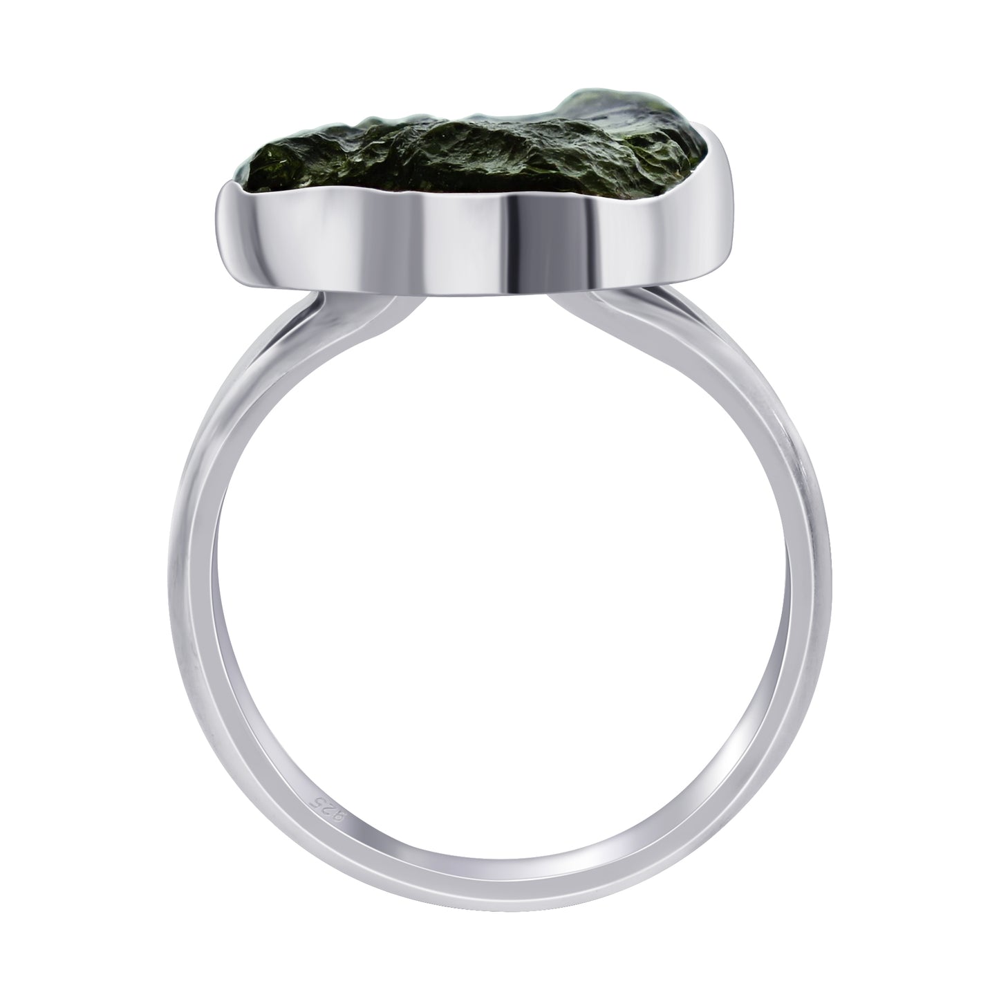 925 Sterling Silver Raw Moldavite Ring Size 7 - Gem Avenue